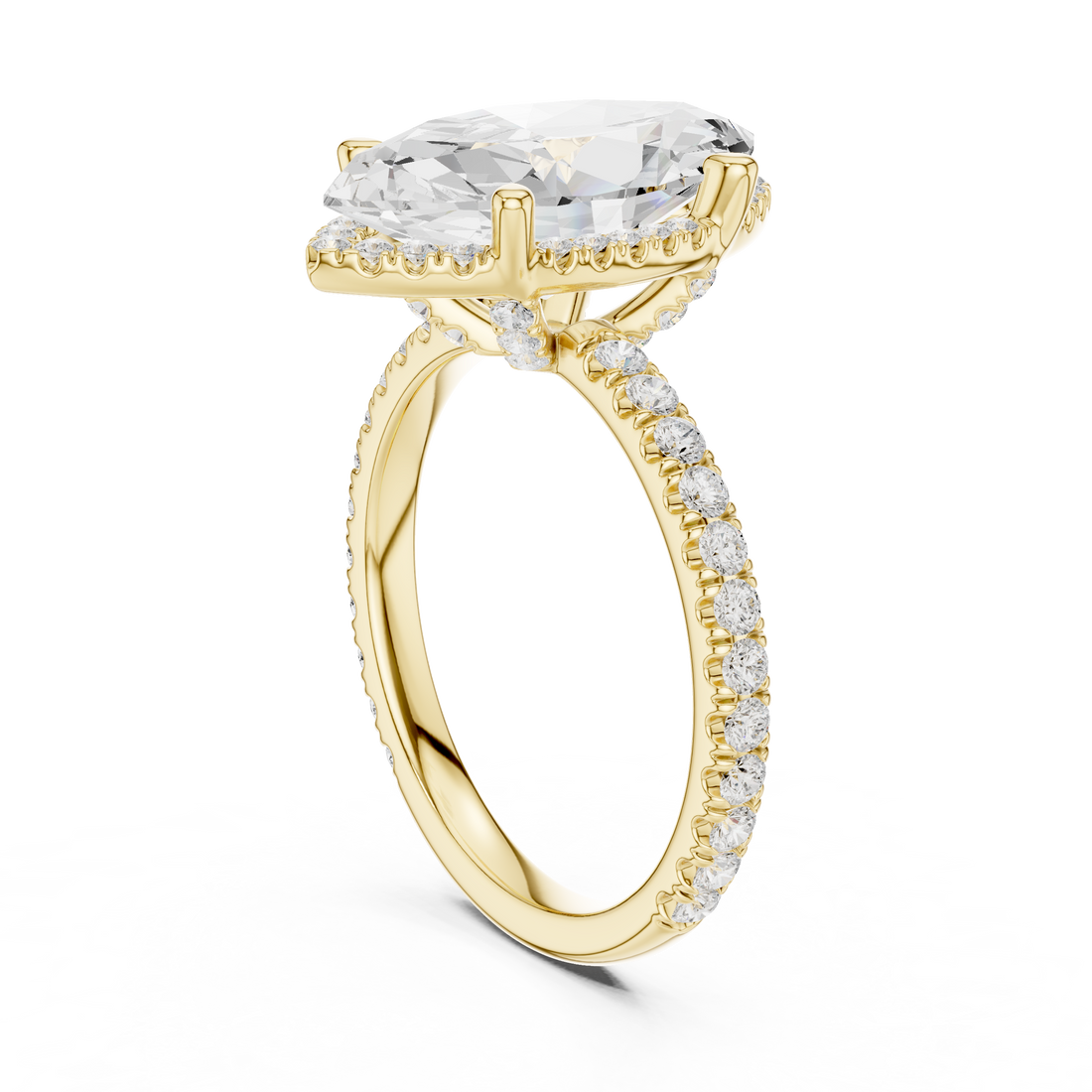Marquise Cut Engagement Ring with Hidden Halo