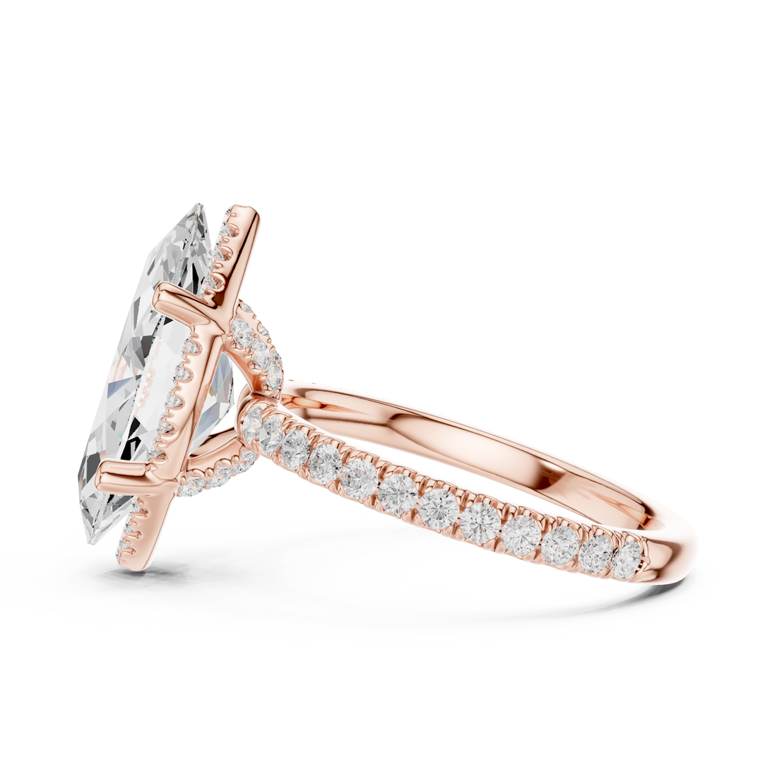 Marquise Cut Engagement Ring with Hidden Halo