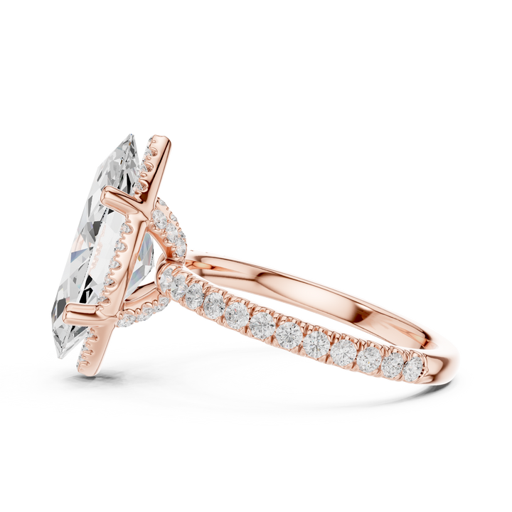 Marquise Cut Engagement Ring with Hidden Halo