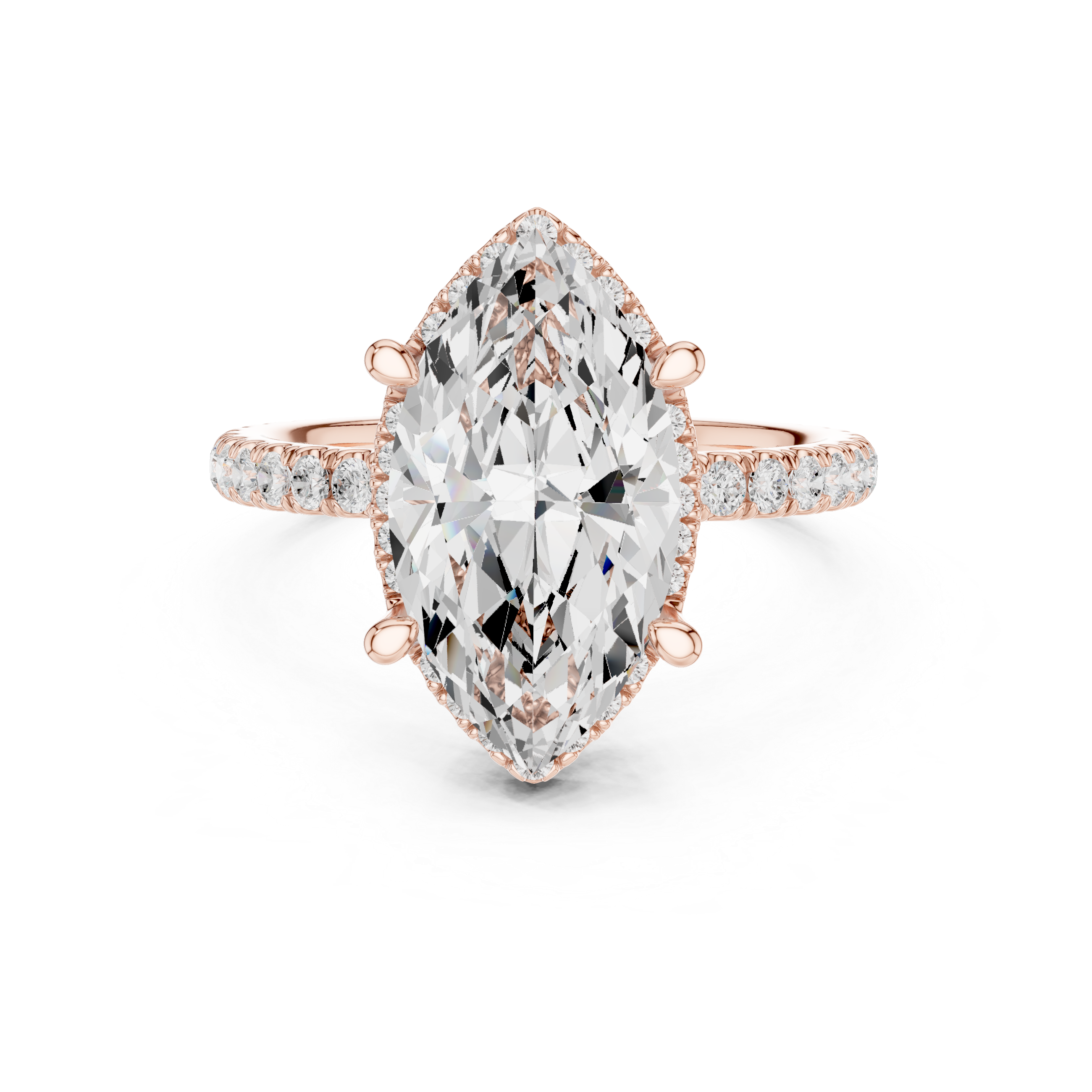 Marquise Cut Engagement Ring with Hidden Halo