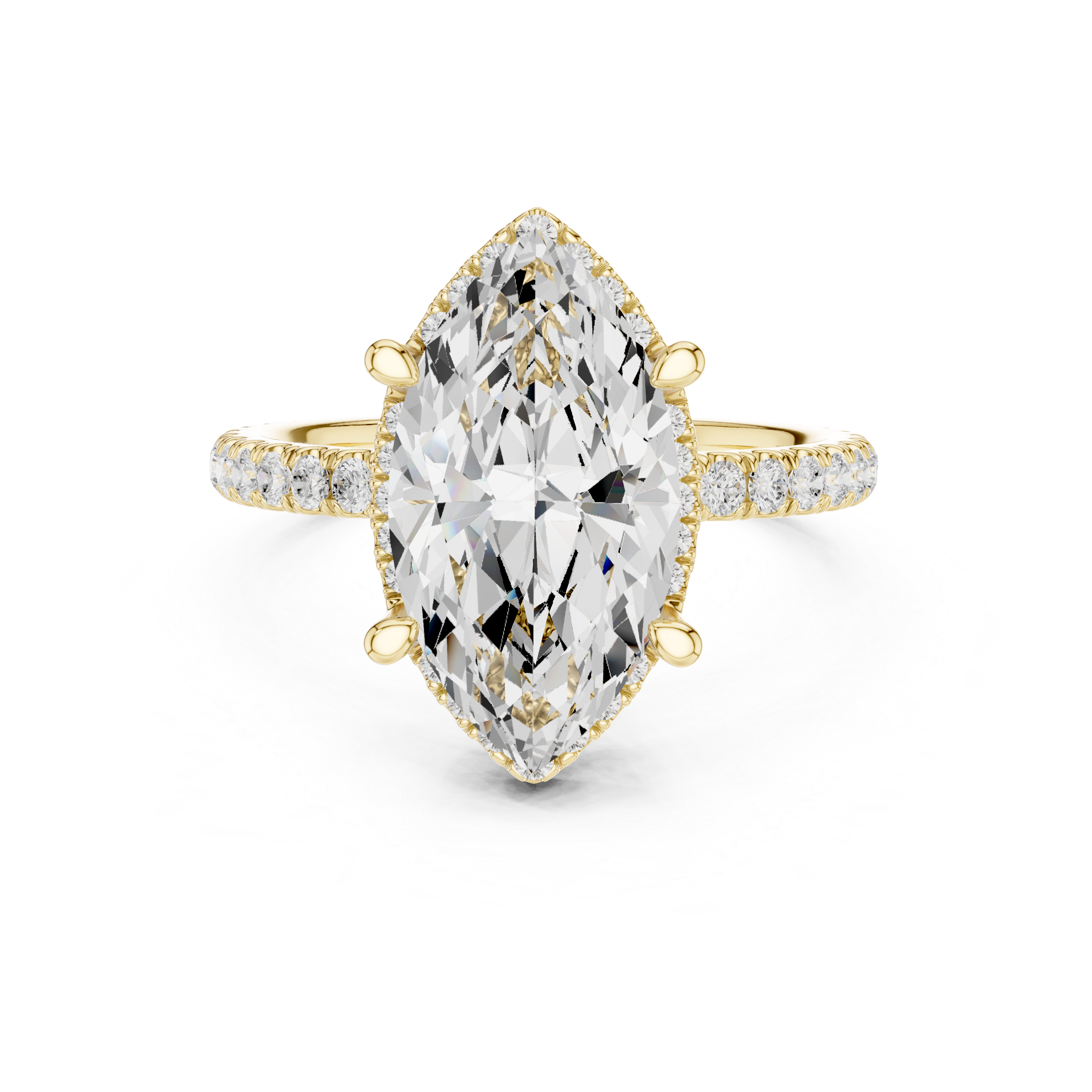 Marquise Cut Engagement Ring with Hidden Halo