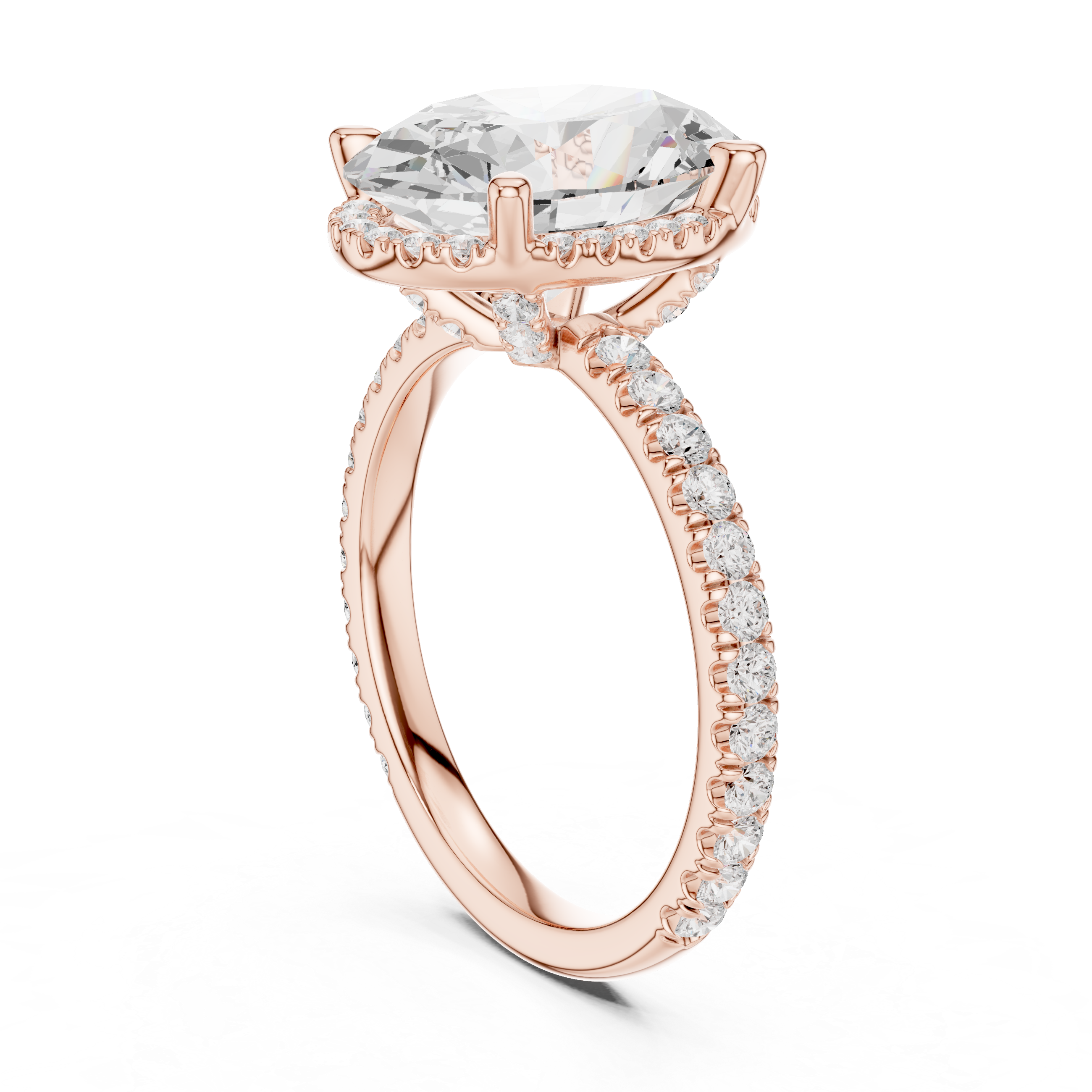 Oval Cut Engagement Ring with Hidden Halo