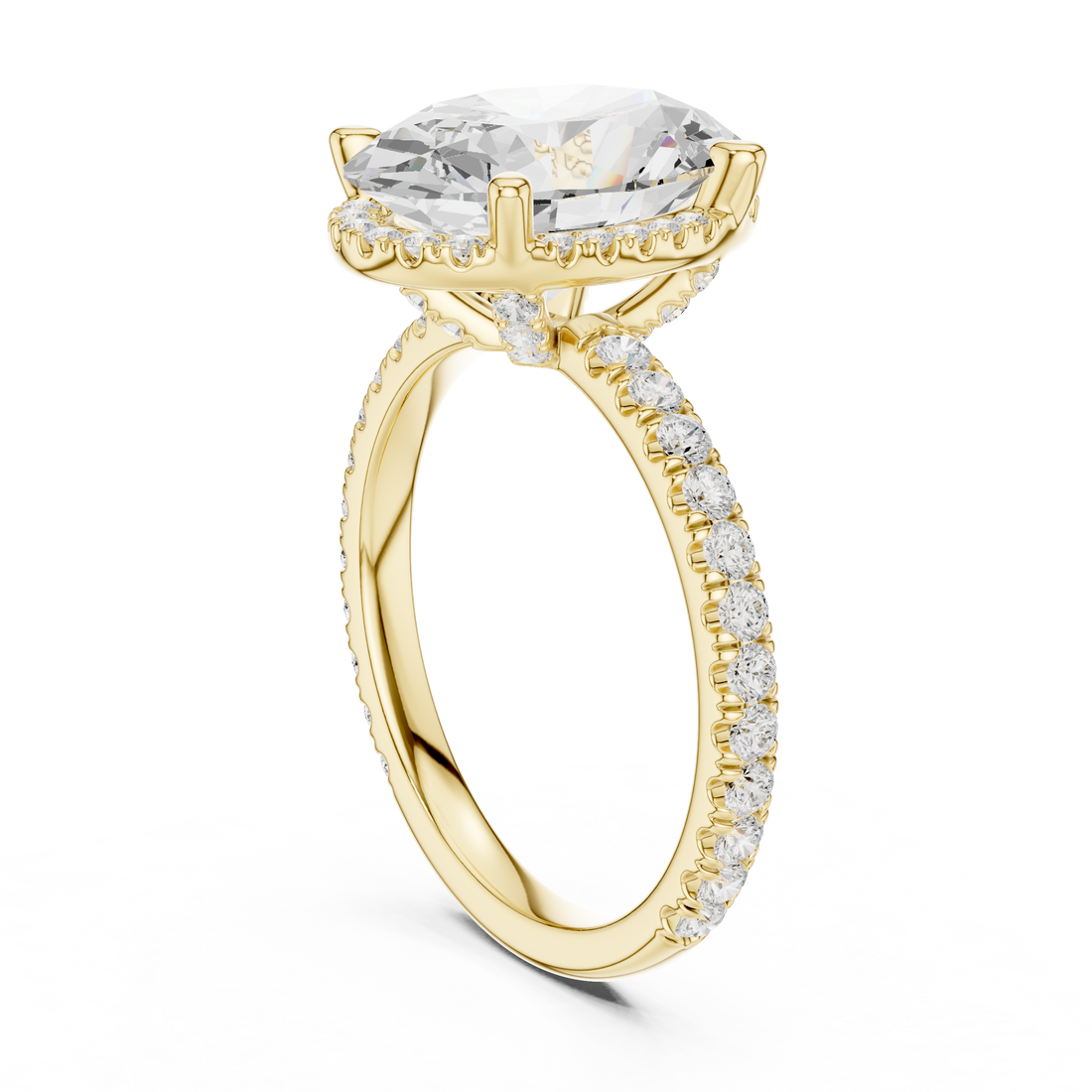 Oval Cut Engagement Ring with Hidden Halo