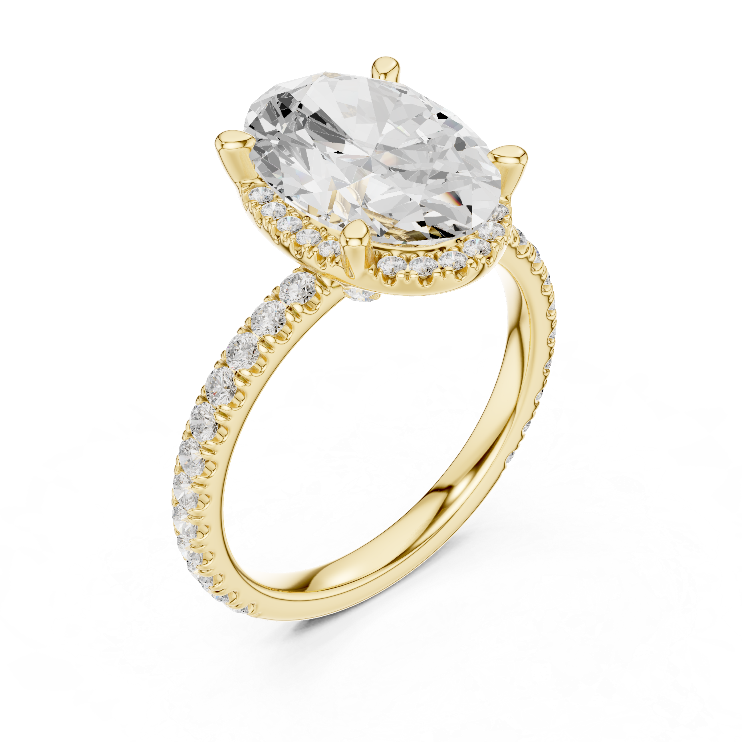 Oval Cut Engagement Ring with Hidden Halo