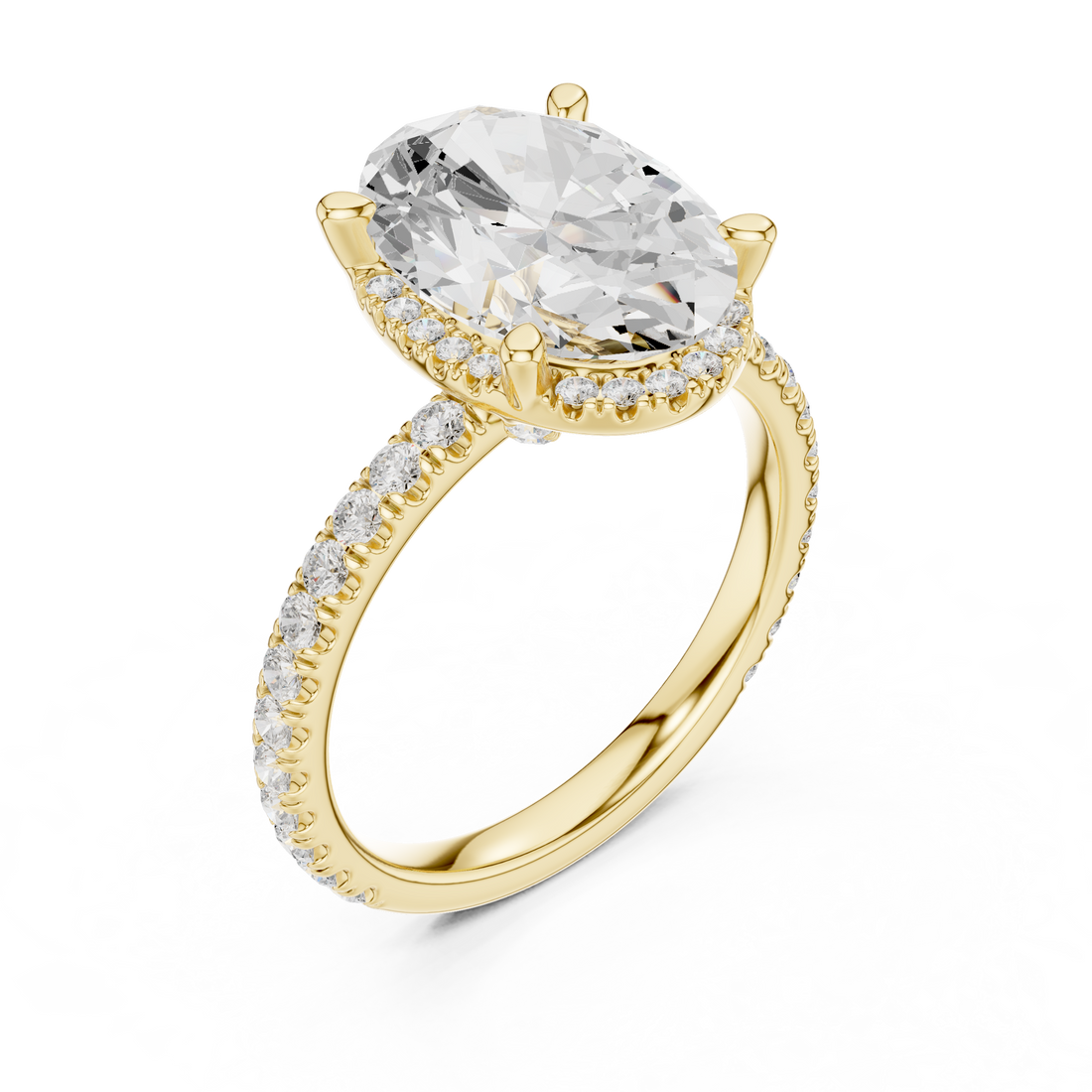 Oval Cut Engagement Ring with Hidden Halo
