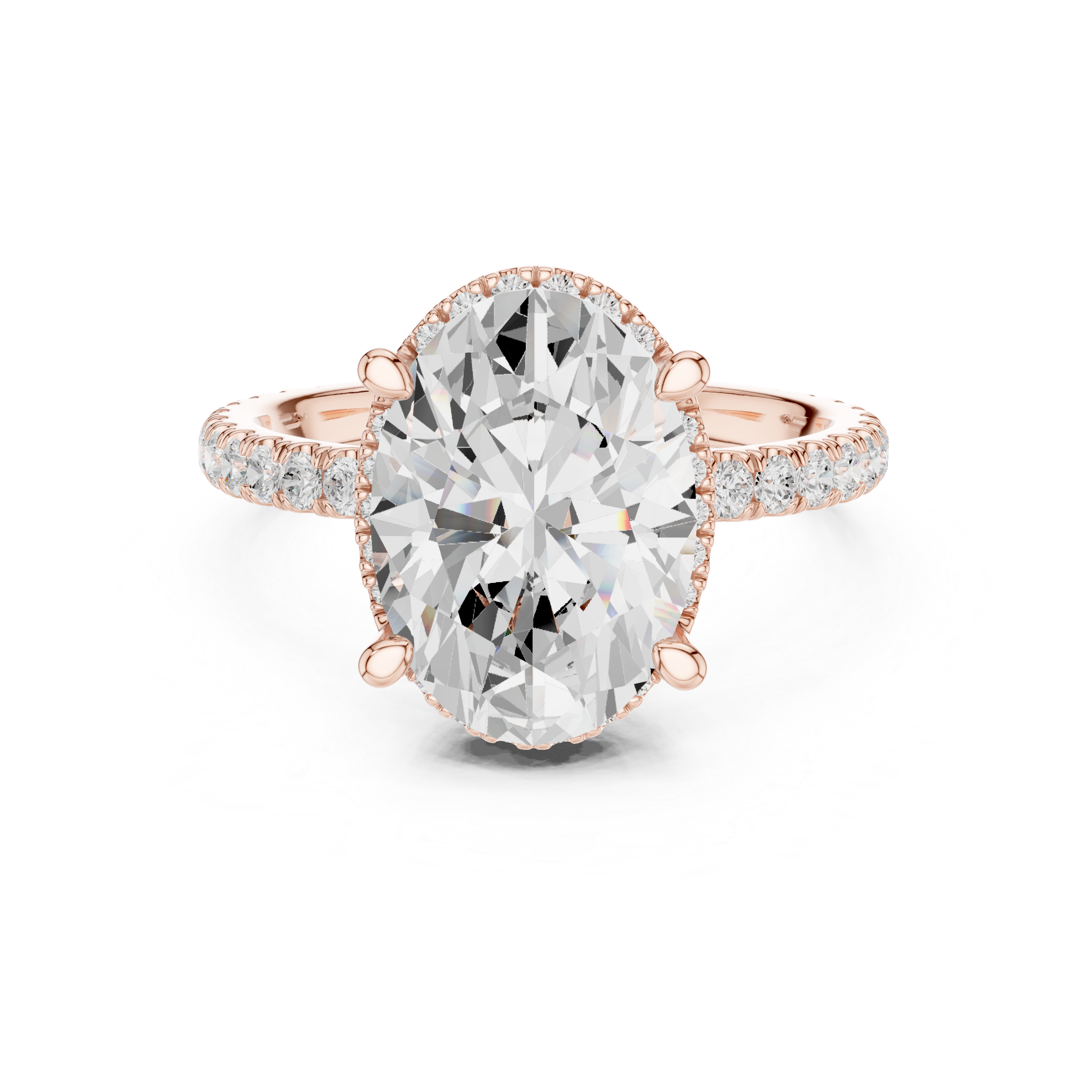 Oval Cut Engagement Ring with Hidden Halo