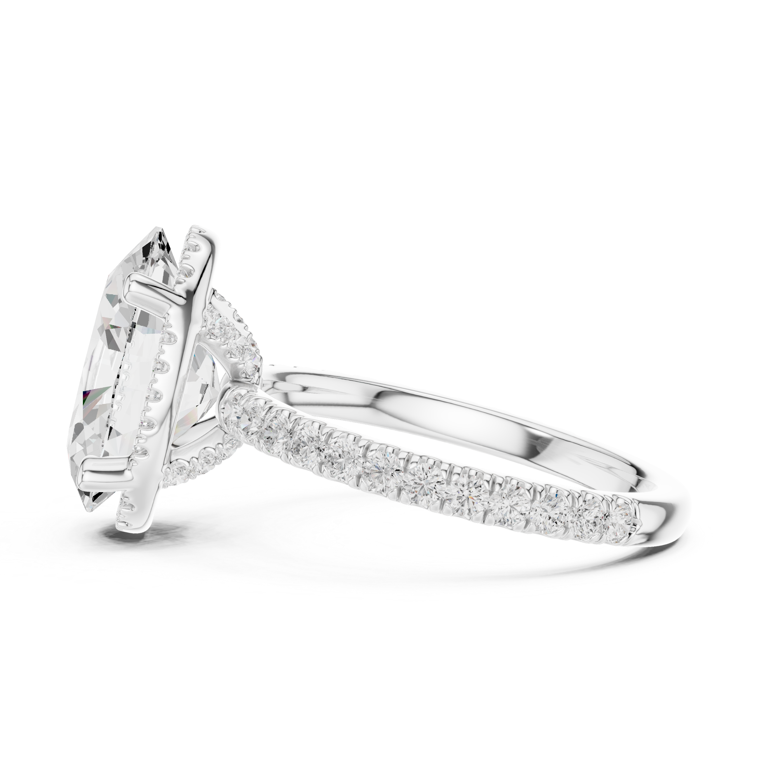Oval Cut Engagement Ring with Hidden Halo