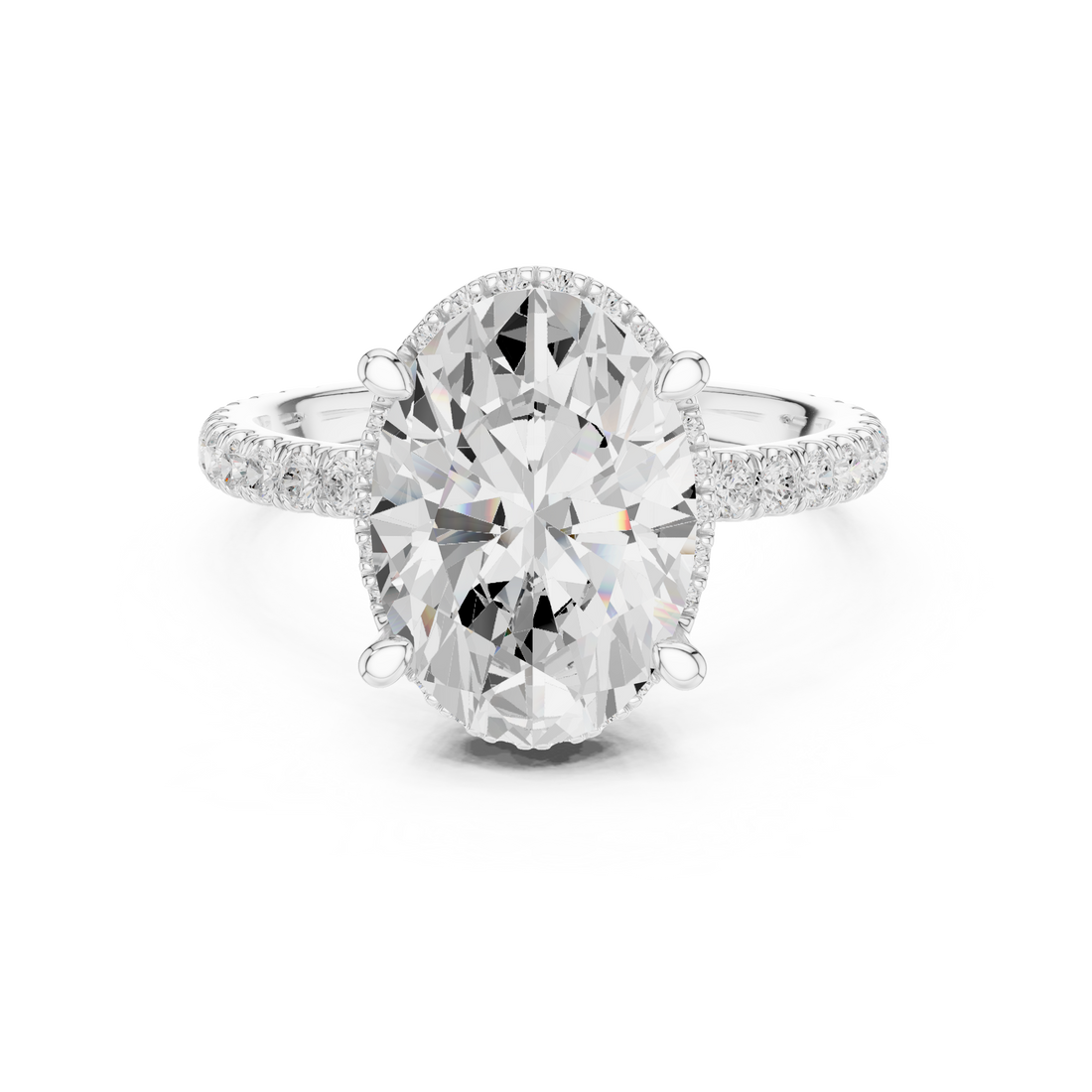 Oval Cut Engagement Ring with Hidden Halo