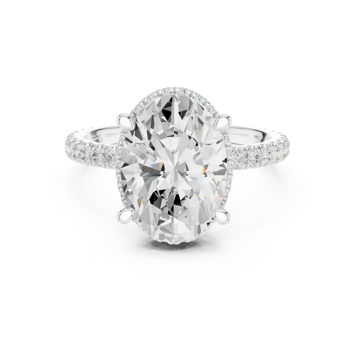 Oval Cut Engagement Ring with Hidden Halo