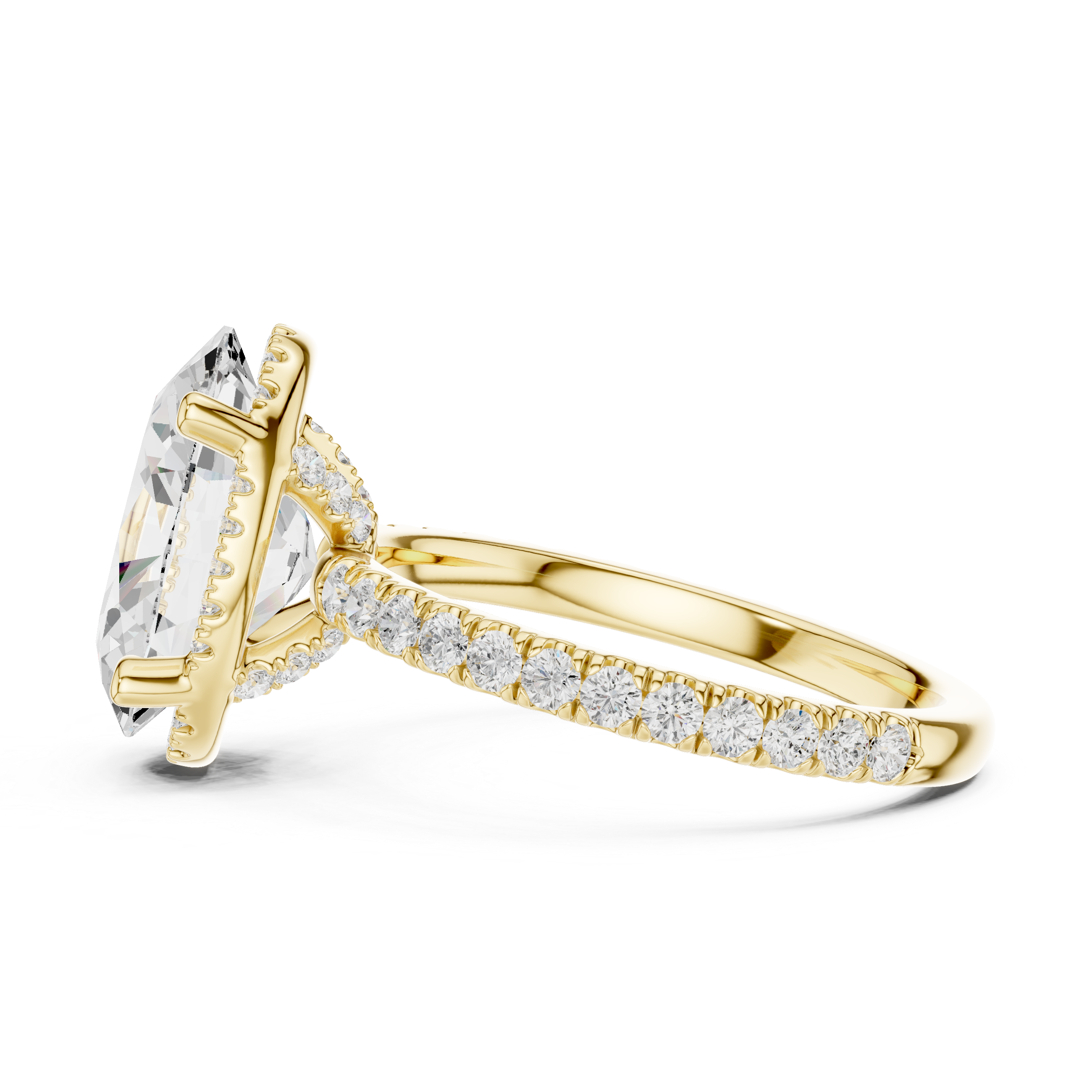 Oval Cut Engagement Ring with Hidden Halo