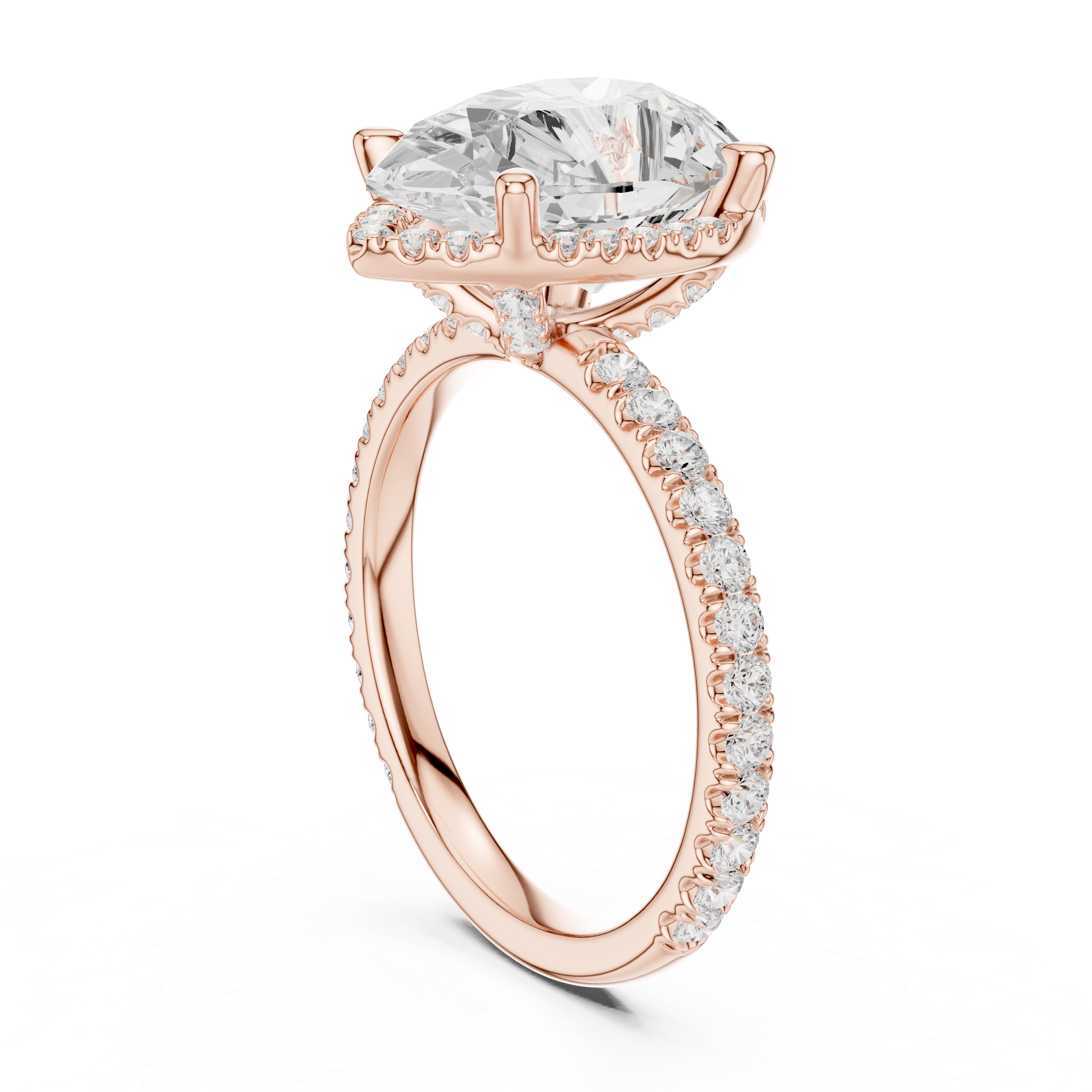 Pear Cut Engagement Ring with Hidden Halo