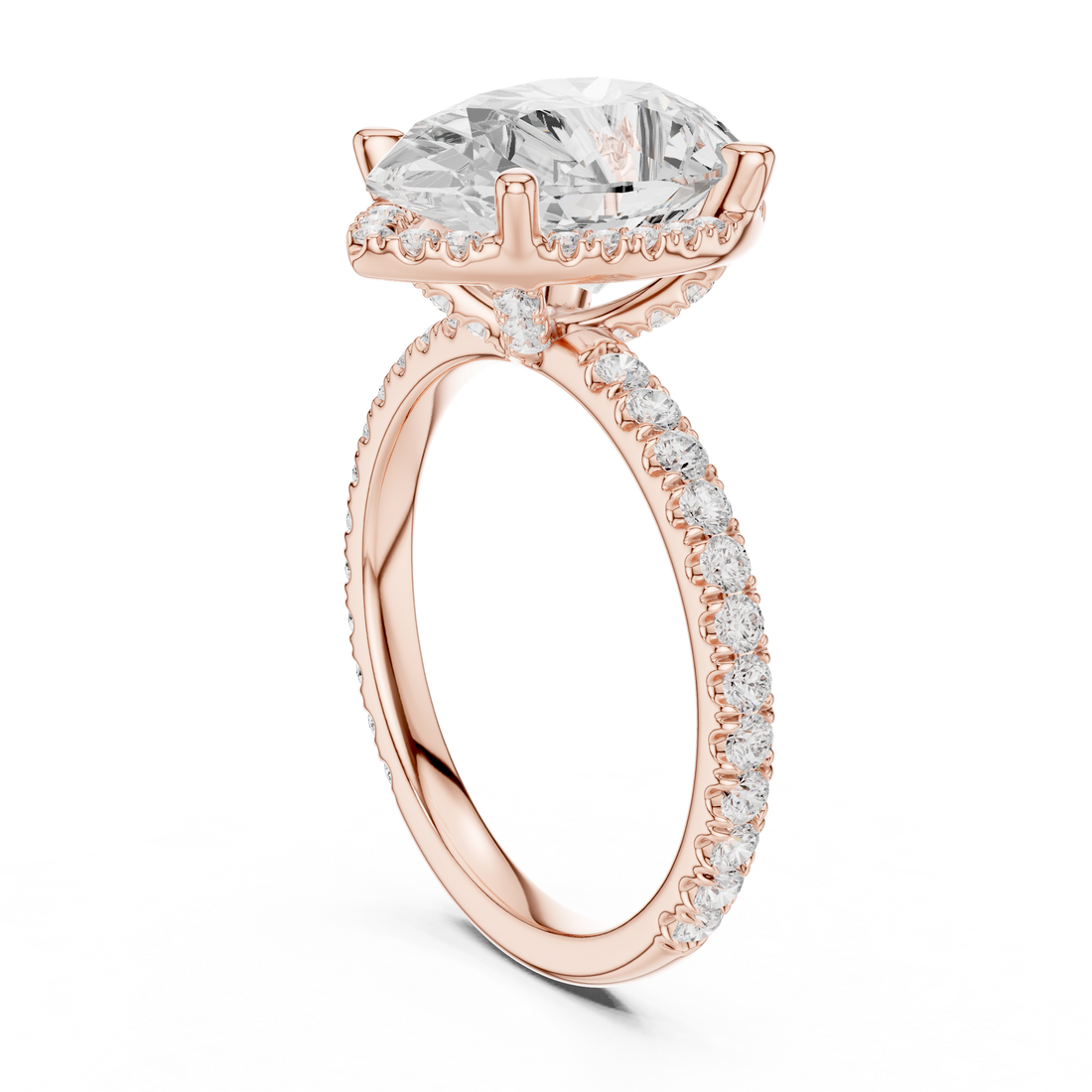 Pear Cut Engagement Ring with Hidden Halo