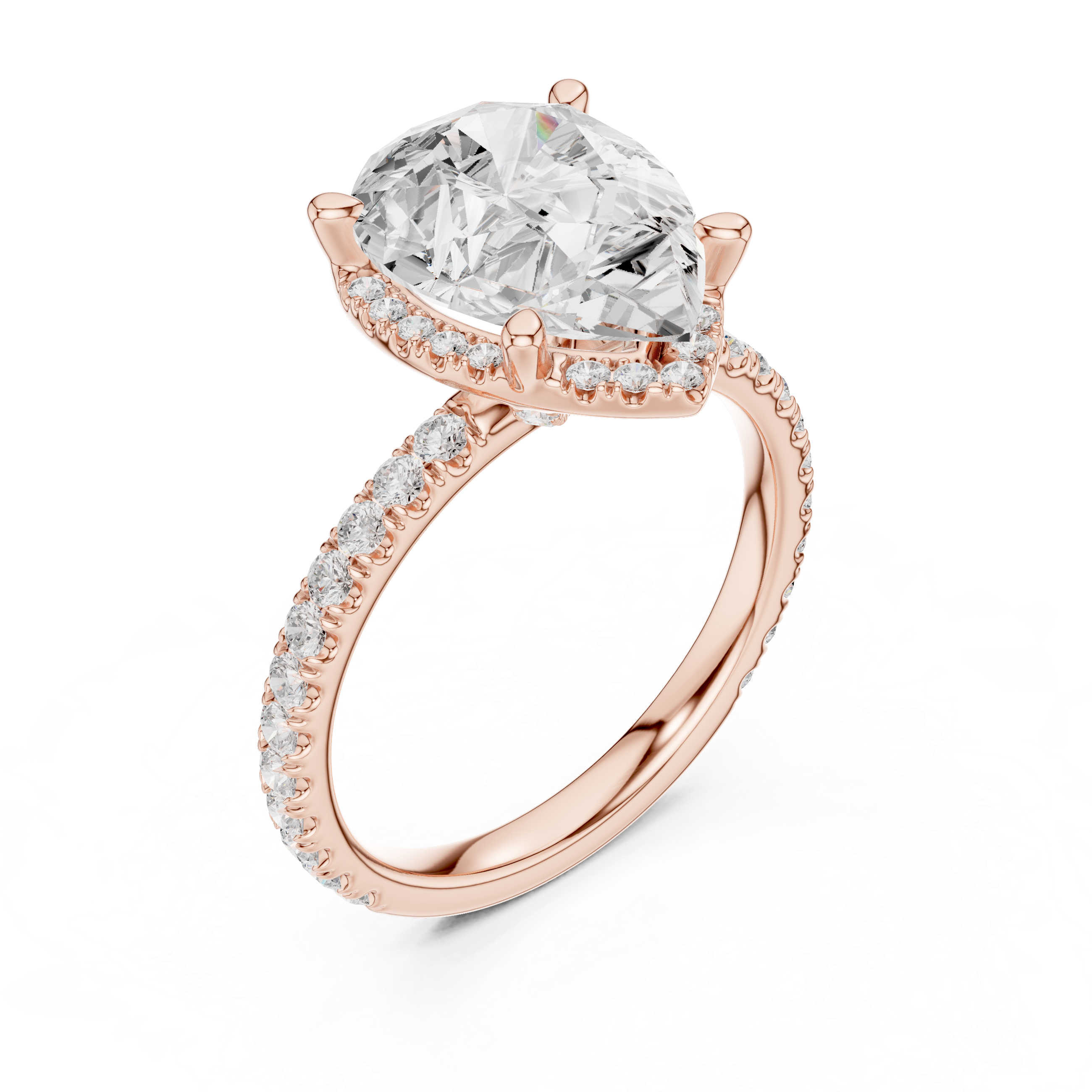 Pear Cut Engagement Ring with Hidden Halo