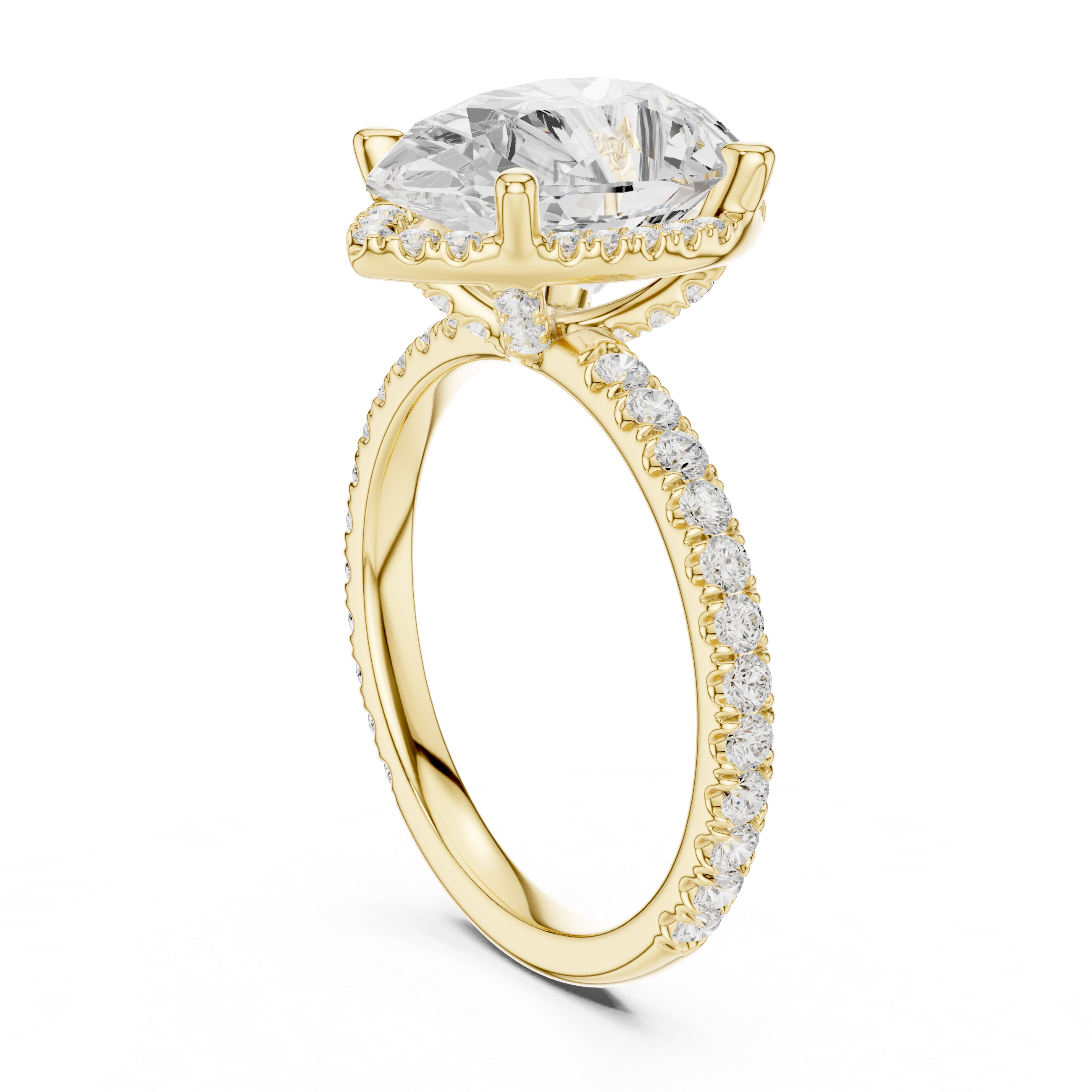 Pear Cut Engagement Ring with Hidden Halo