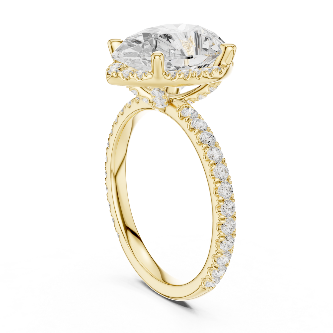 Pear Cut Engagement Ring with Hidden Halo