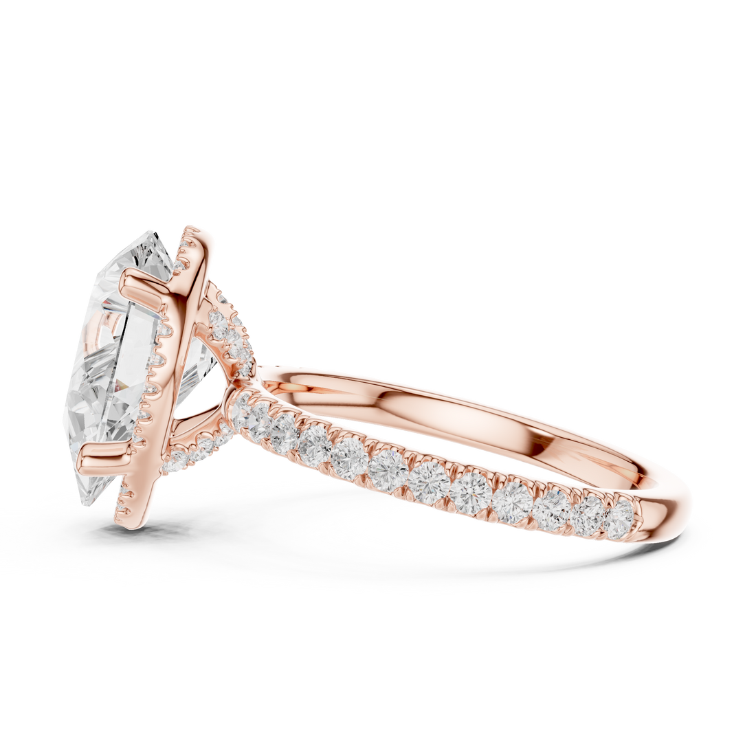 Pear Cut Engagement Ring with Hidden Halo