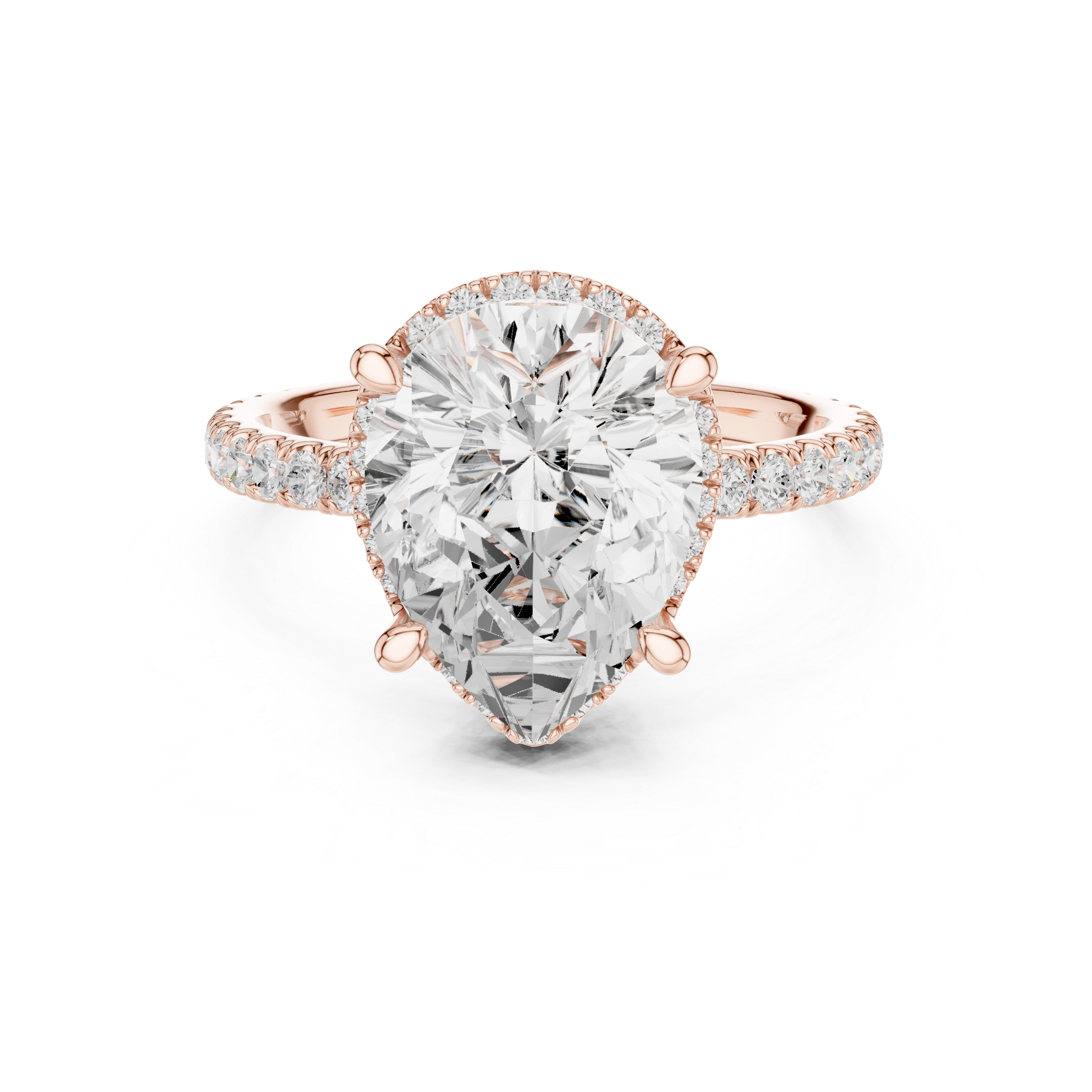 Pear Cut Engagement Ring with Hidden Halo