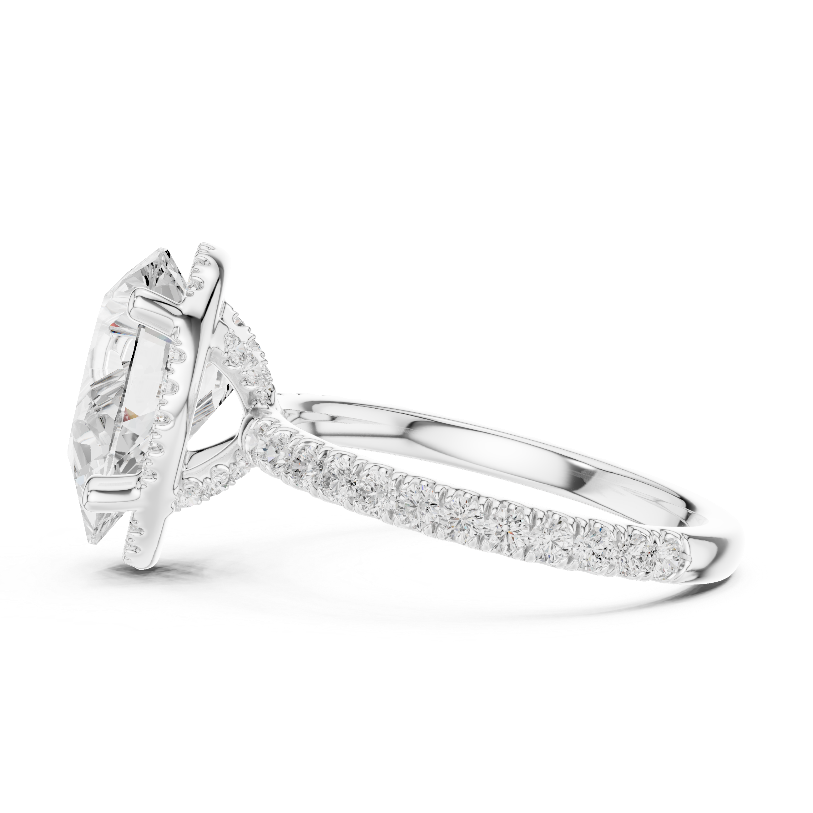 Pear Cut Engagement Ring with Hidden Halo