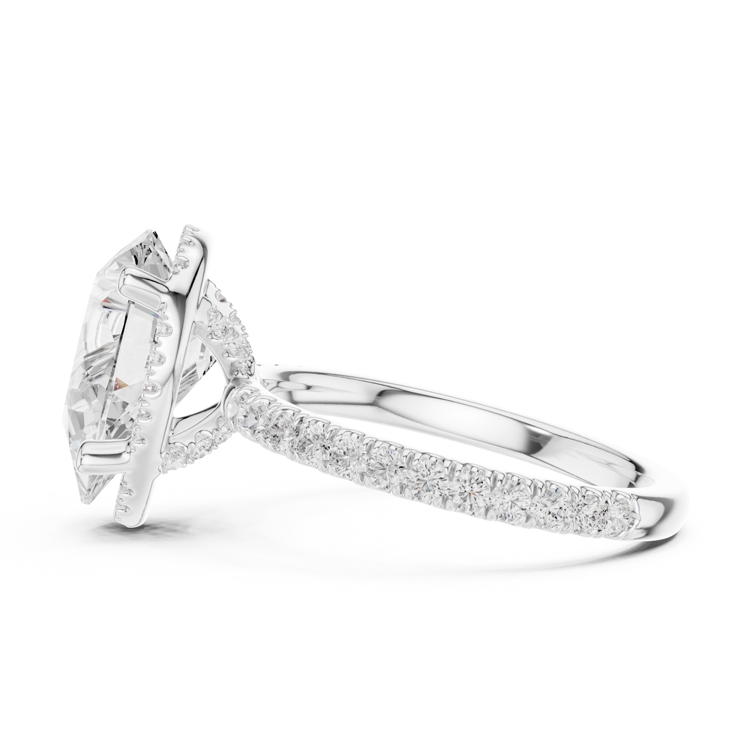 Pear Cut Engagement Ring with Hidden Halo