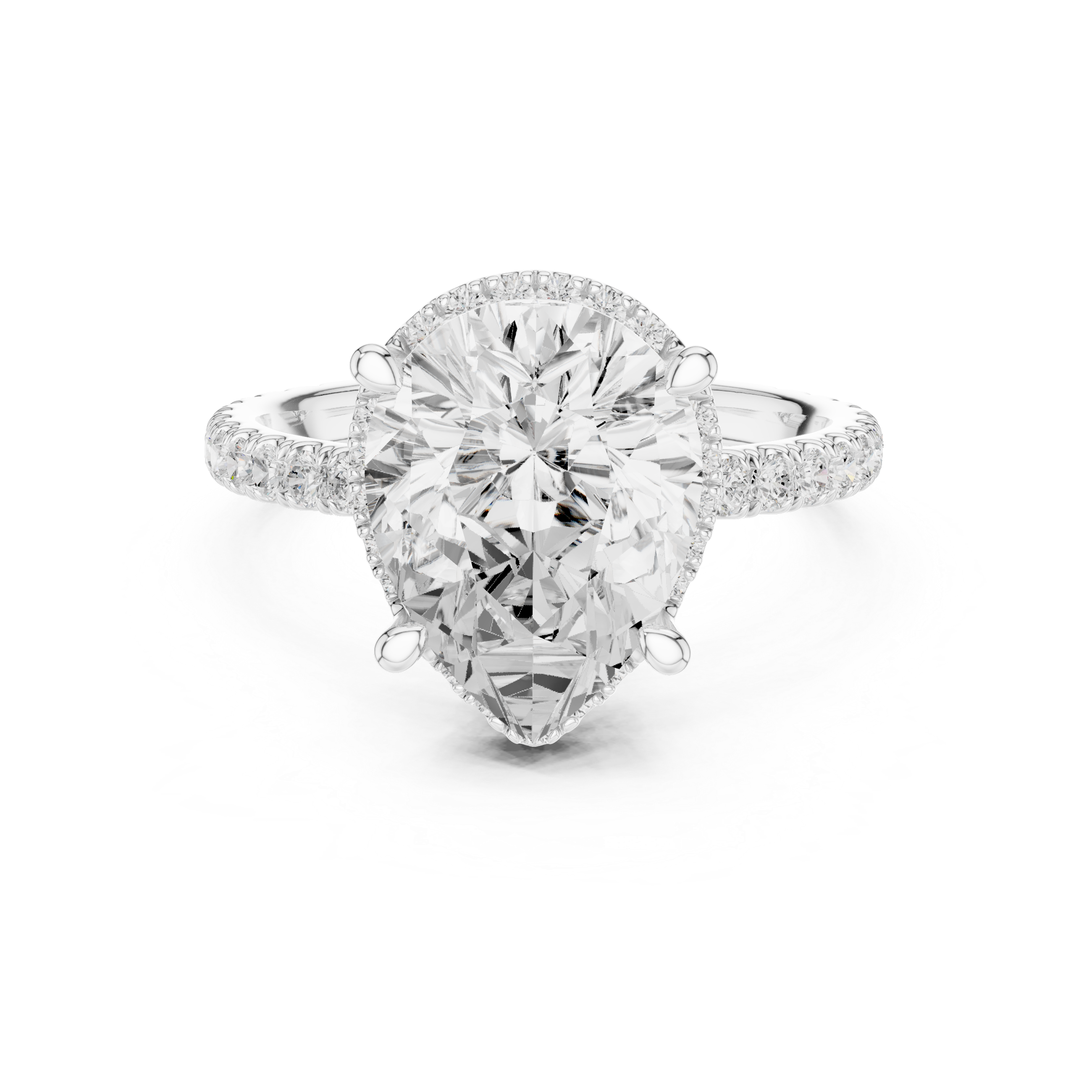 Pear Cut Engagement Ring with Hidden Halo