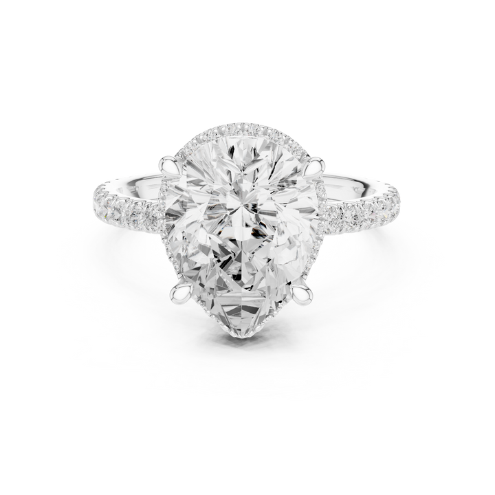 Pear Cut Engagement Ring with Hidden Halo
