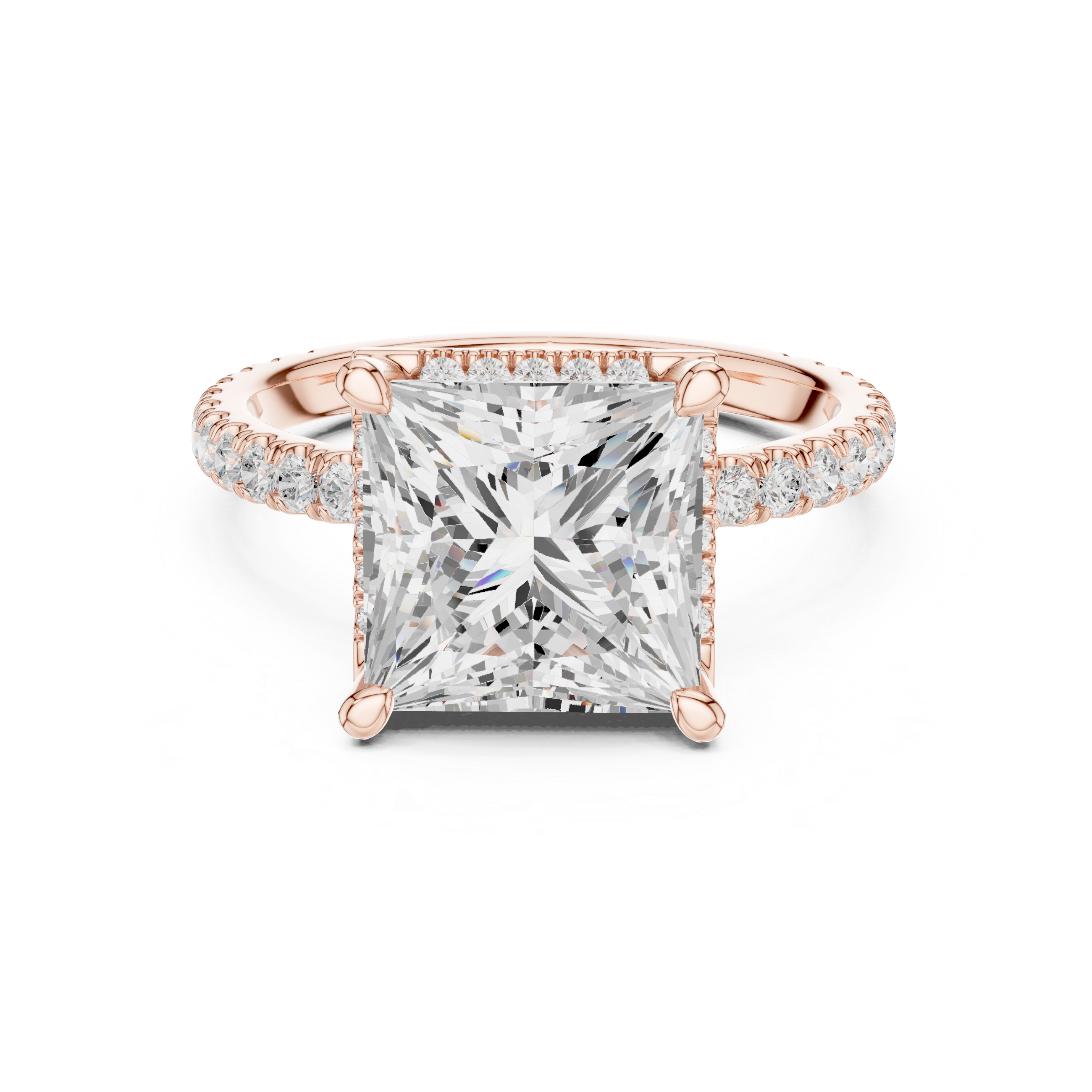 Princess Cut Engagement Ring with Hidden Halo