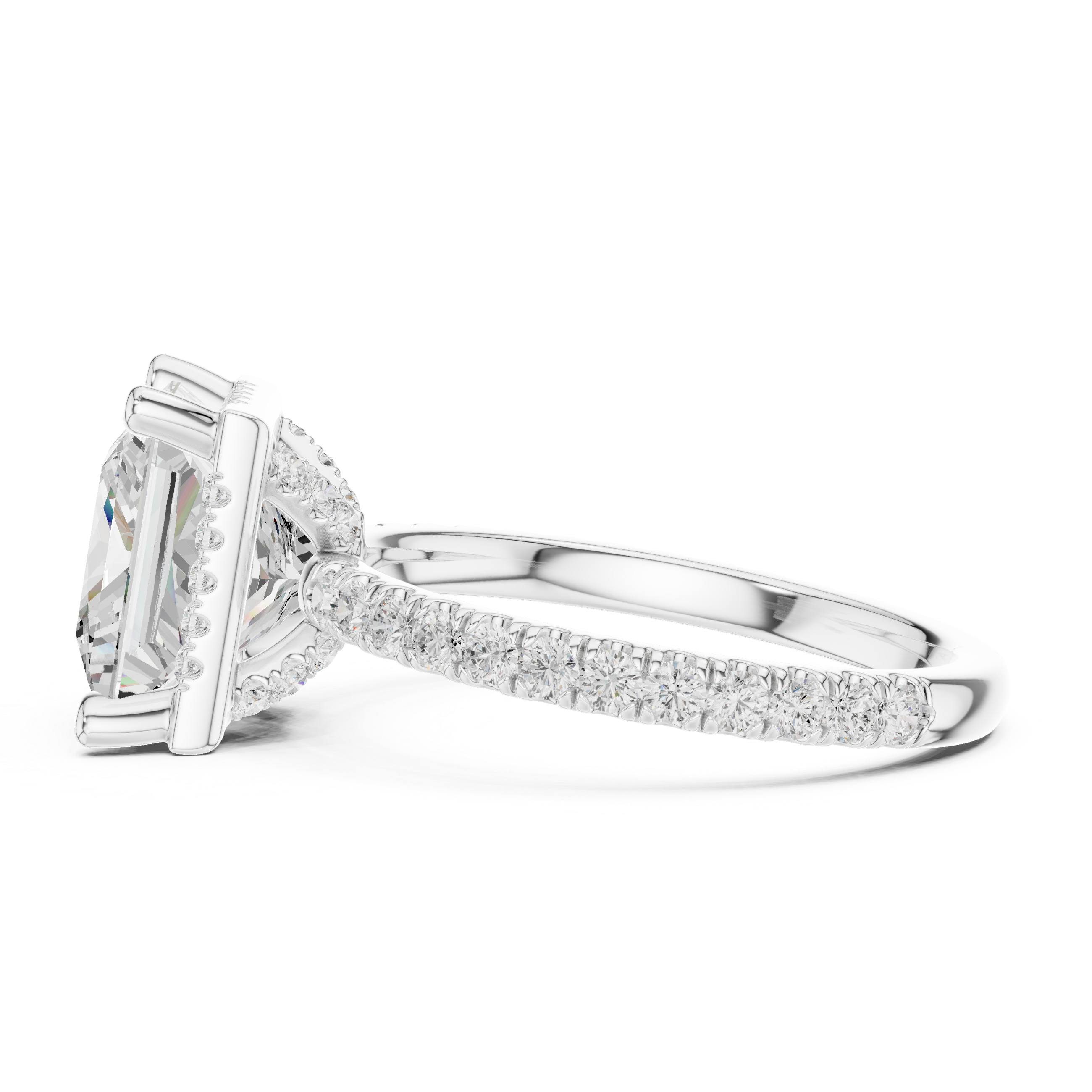 Princess Cut Engagement Ring with Hidden Halo