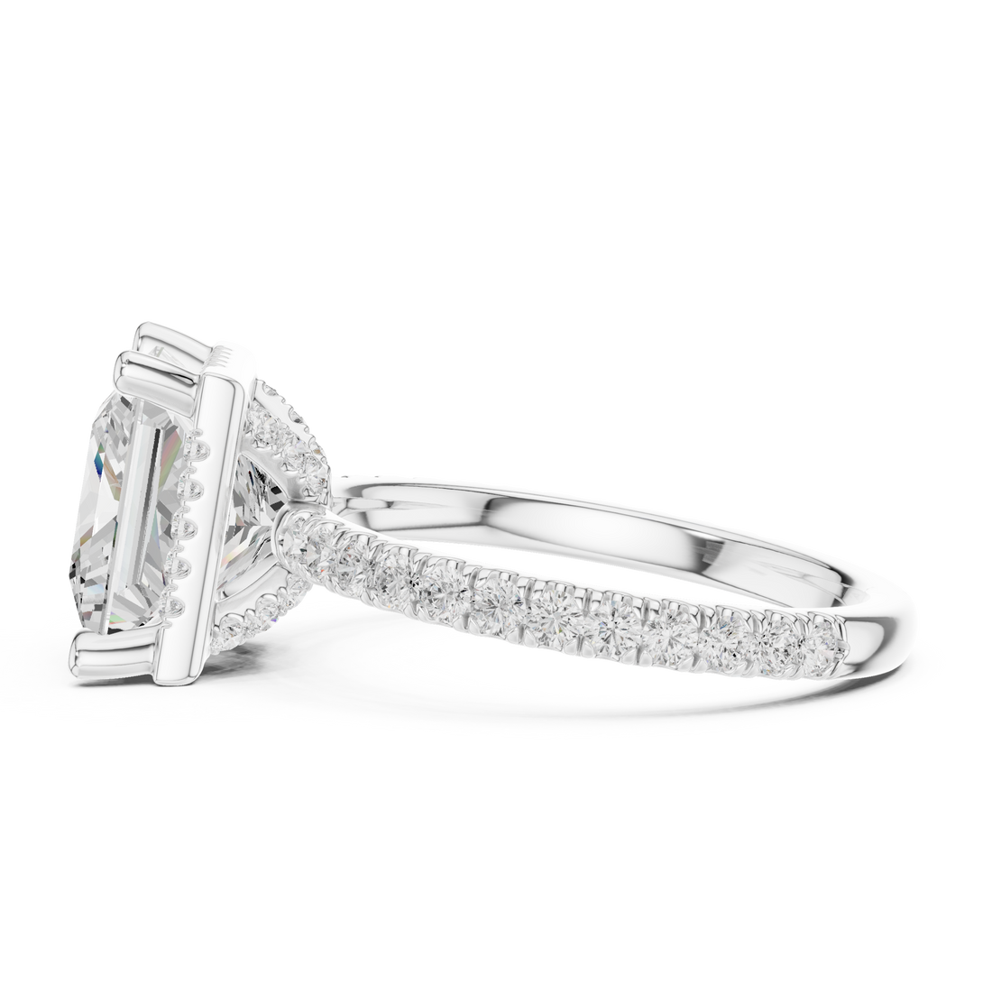 Princess Cut Engagement Ring with Hidden Halo