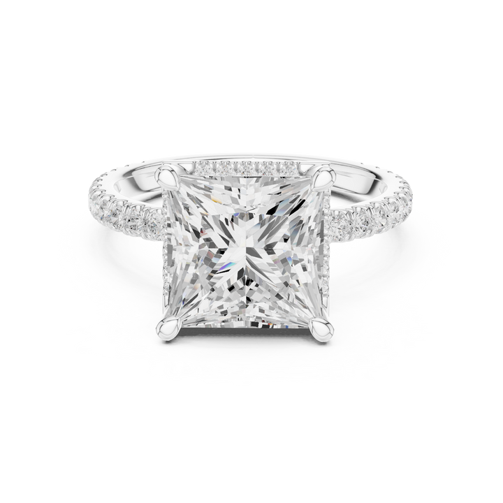 Princess Cut Engagement Ring with Hidden Halo