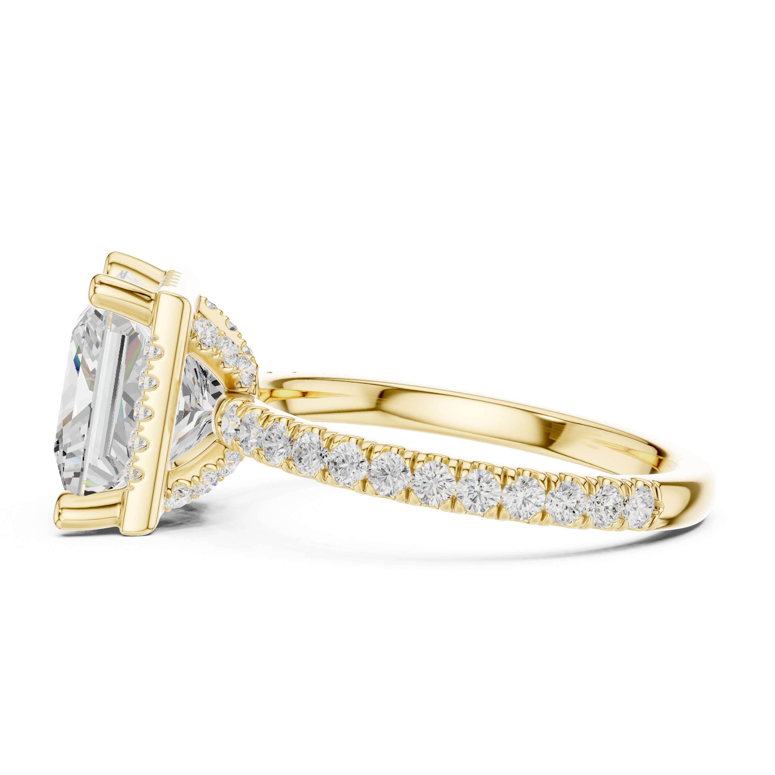 Princess Cut Engagement Ring with Hidden Halo