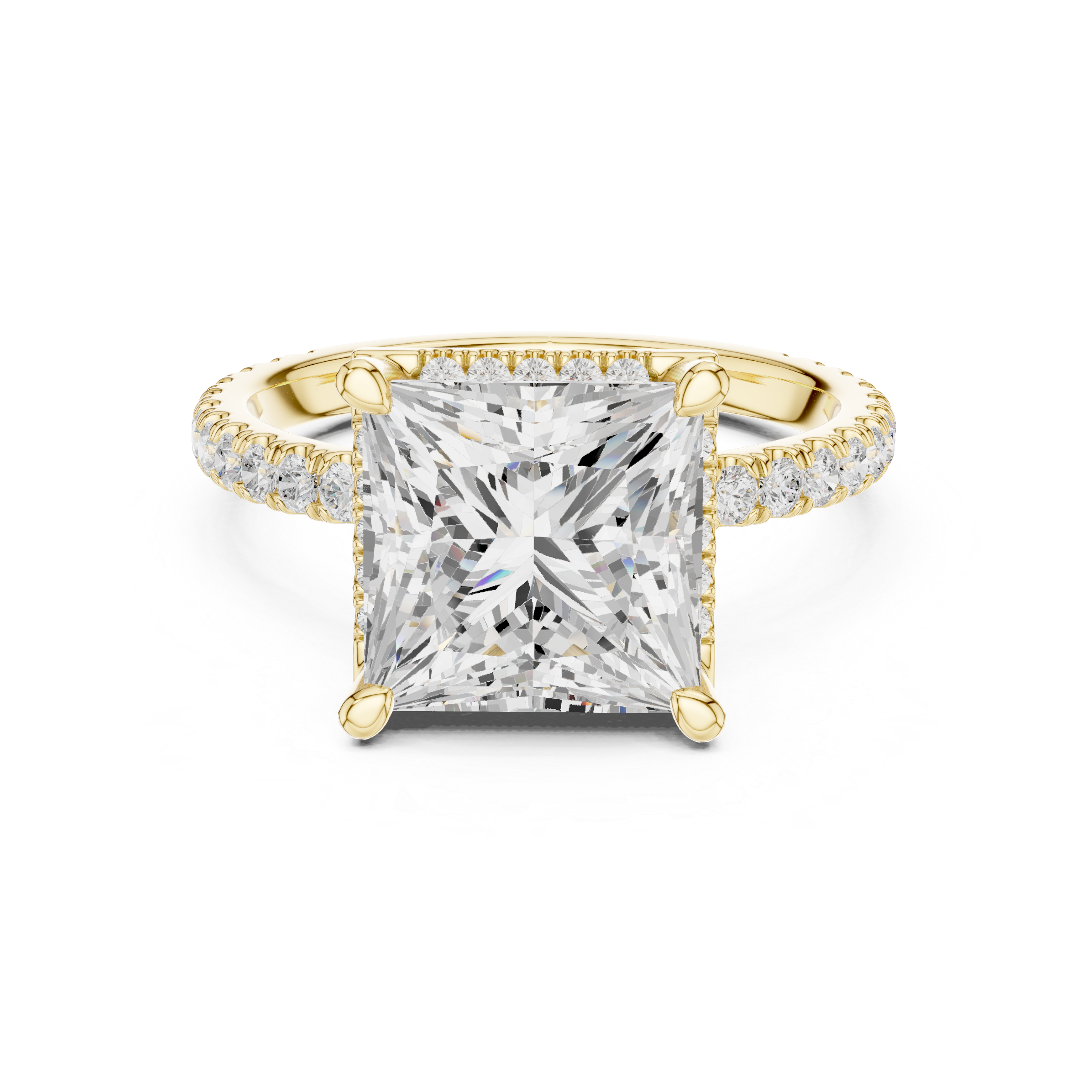 Princess Cut Engagement Ring with Hidden Halo