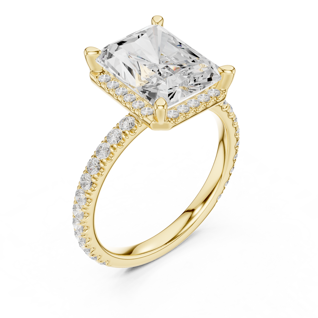 Radiant Cut Engagement Ring with Hidden Halo