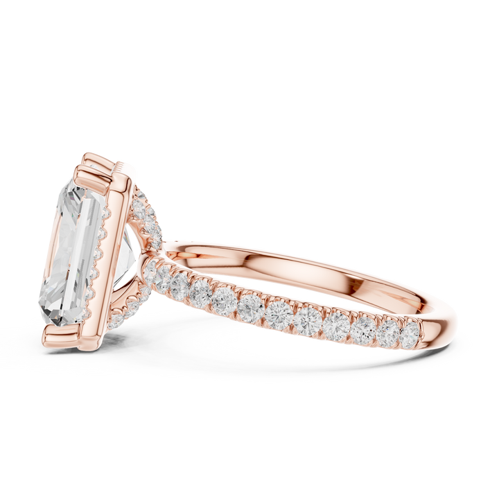 Radiant Cut Engagement Ring with Hidden Halo