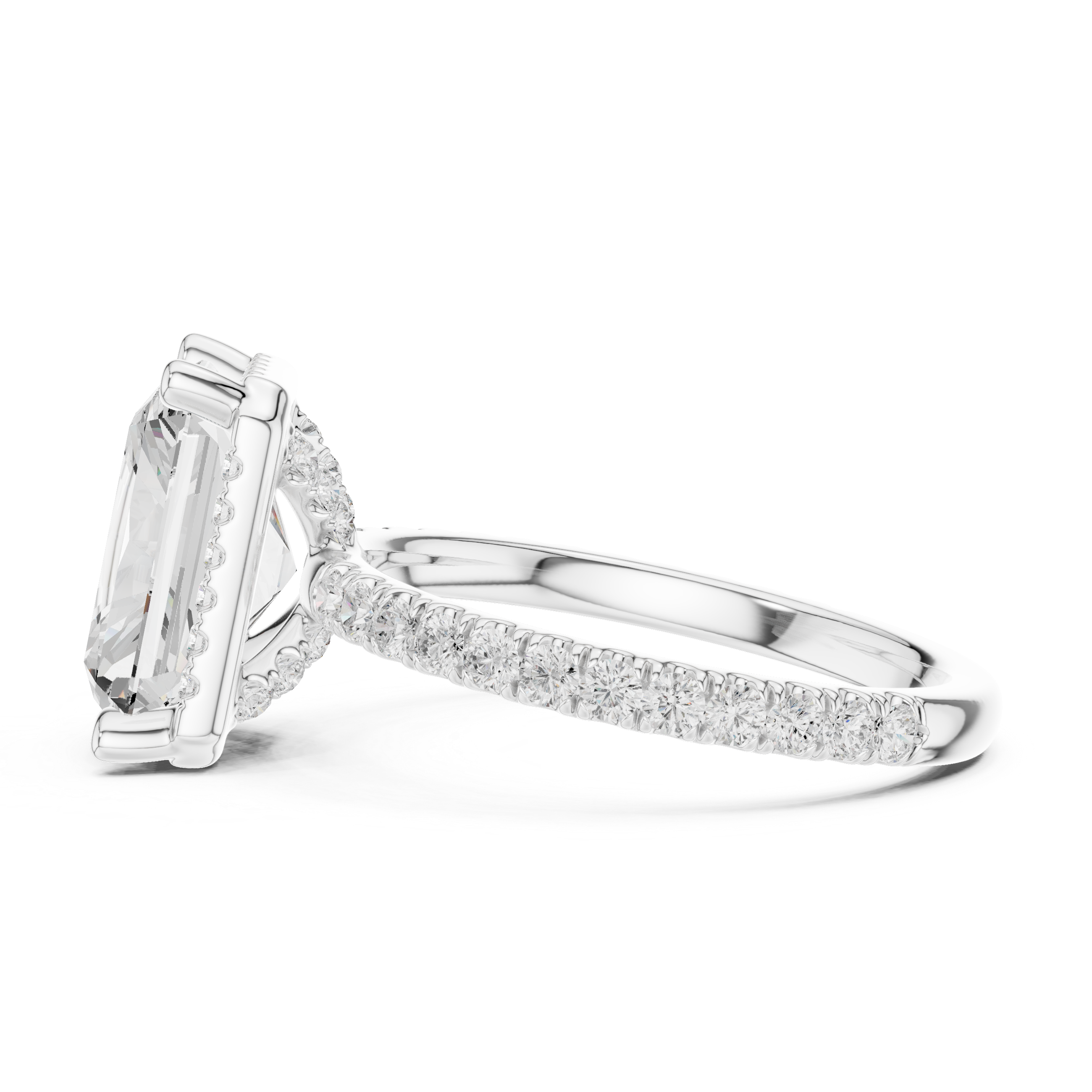 Radiant Cut Engagement Ring with Hidden Halo
