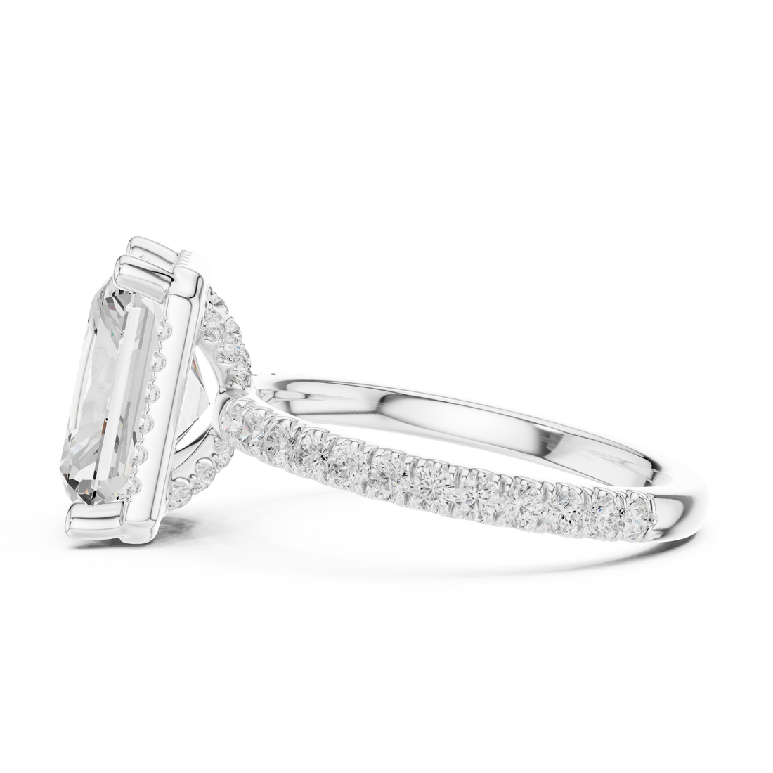 Radiant Cut Engagement Ring with Hidden Halo