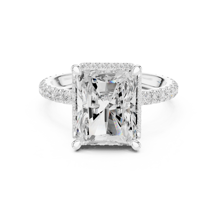 Radiant Cut Engagement Ring with Hidden Halo