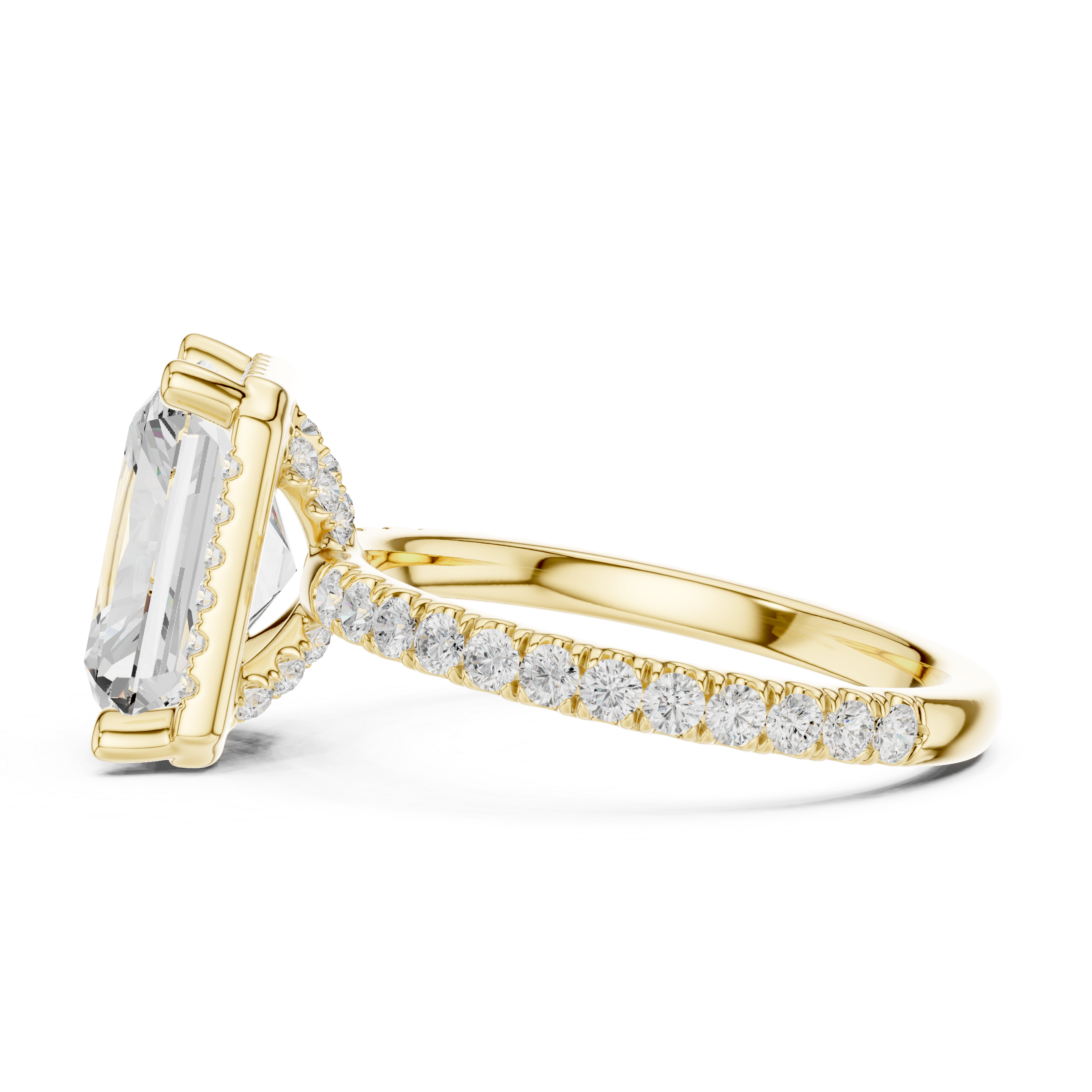 Radiant Cut Engagement Ring with Hidden Halo