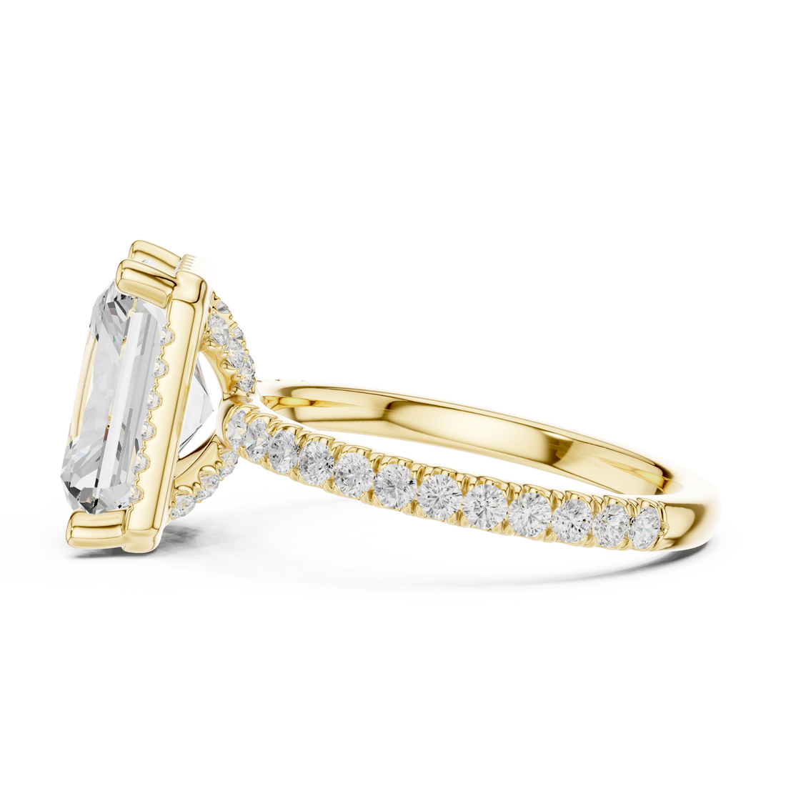 Radiant Cut Engagement Ring with Hidden Halo