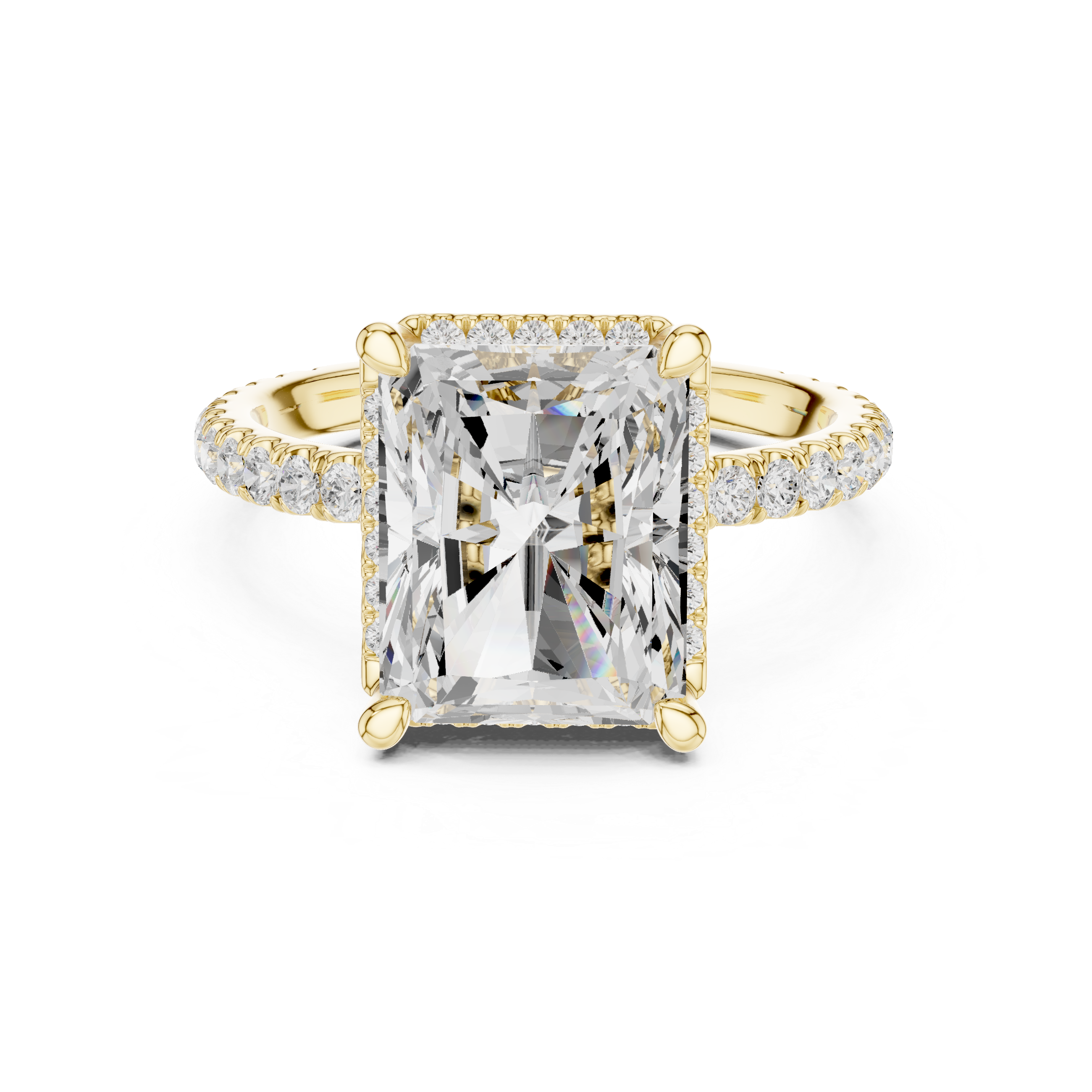 Radiant Cut Engagement Ring with Hidden Halo