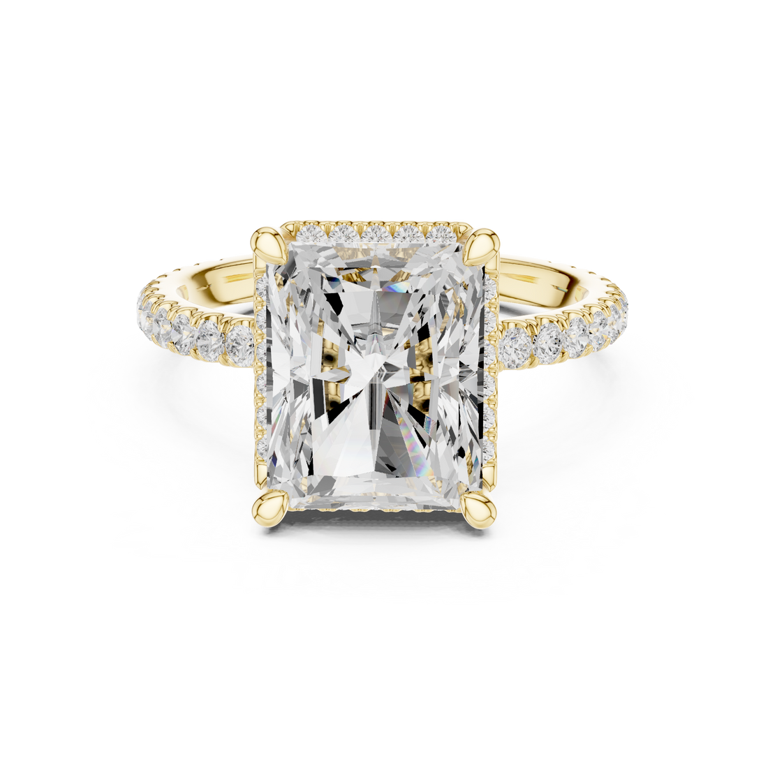 Radiant Cut Engagement Ring with Hidden Halo