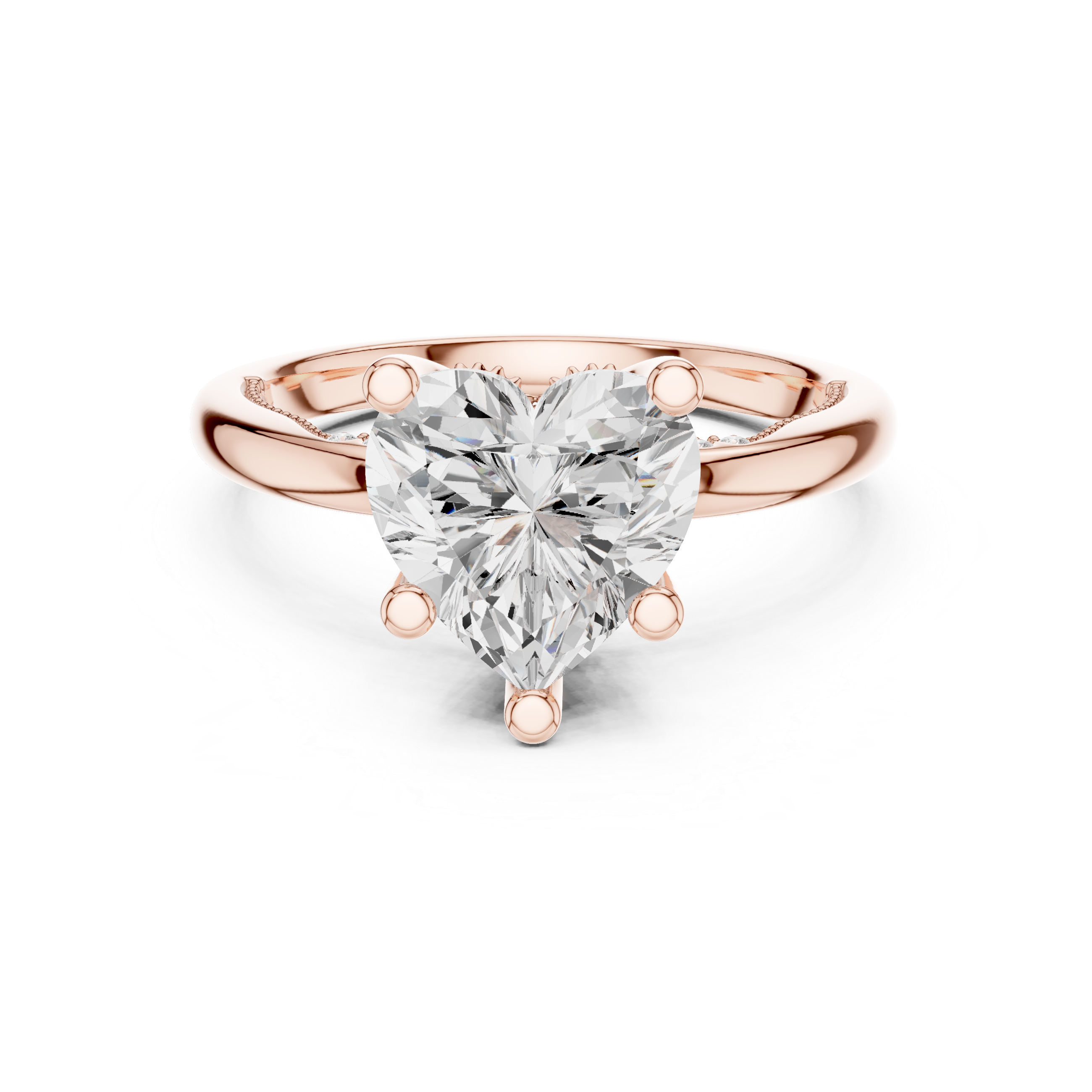 Heart Cut Engagement Ring with Twisted Split Shank and Hidden Halo