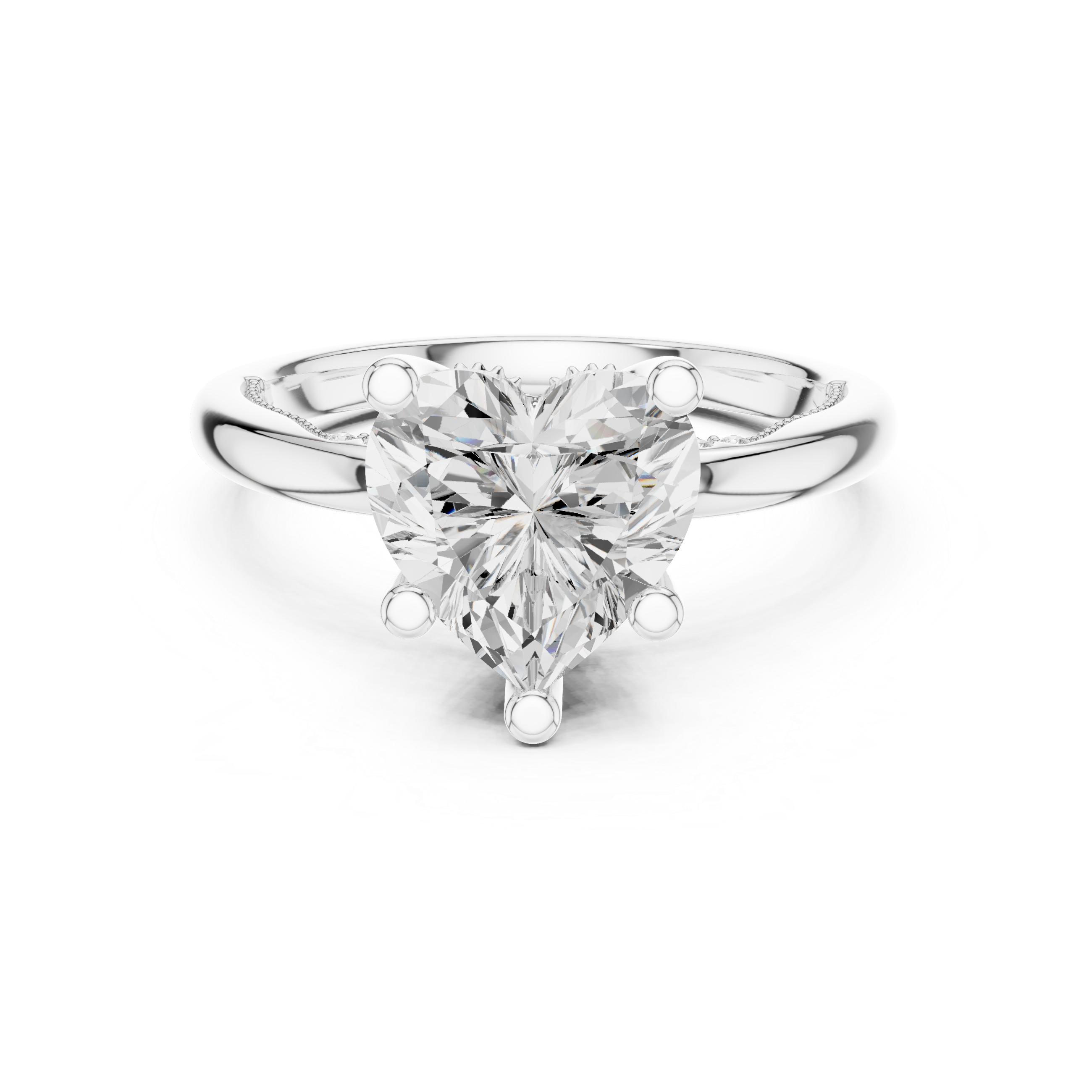 Heart Cut Engagement Ring with Twisted Split Shank and Hidden Halo
