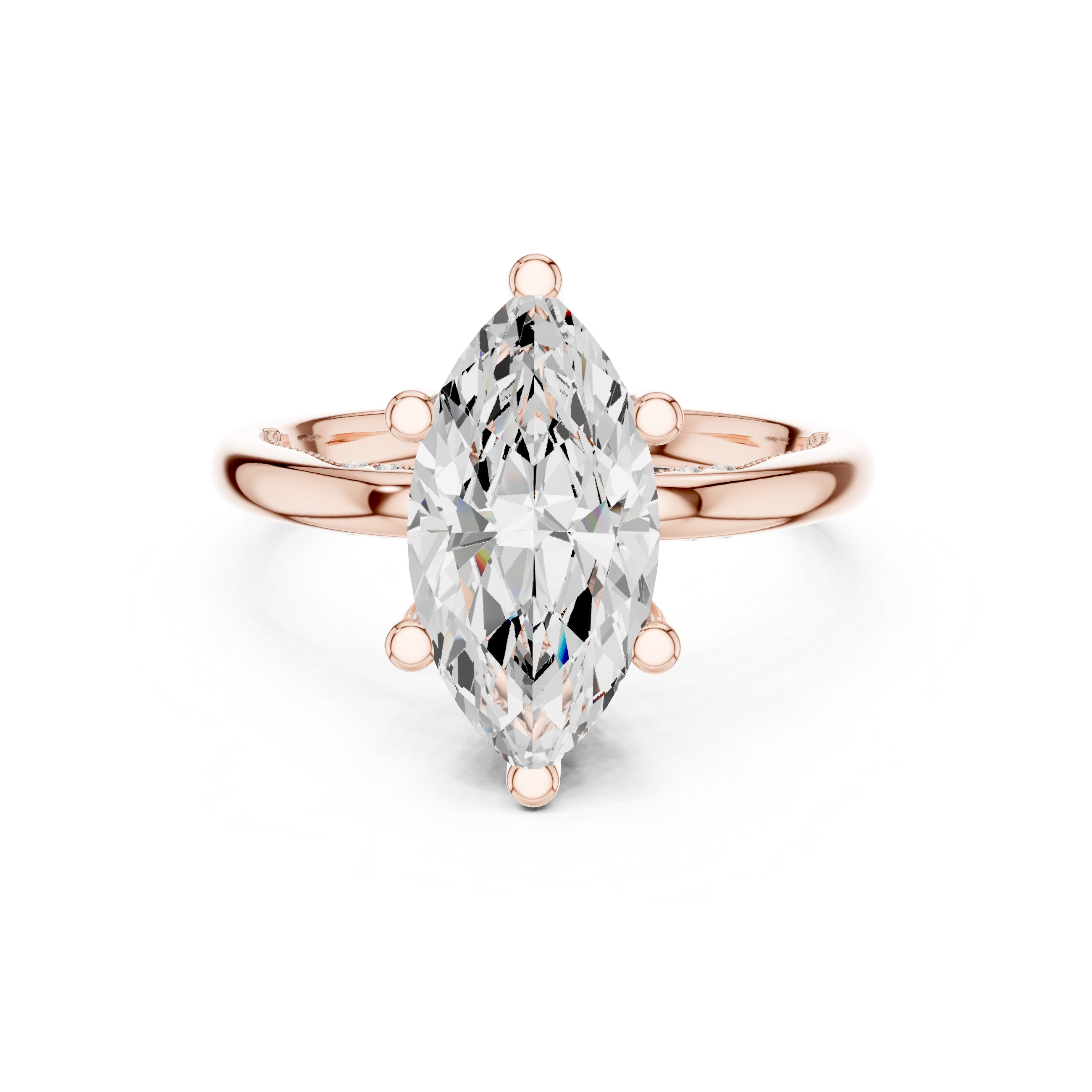 Marquise Cut Engagement Ring with Twisted Split Shank and Hidden Halo
