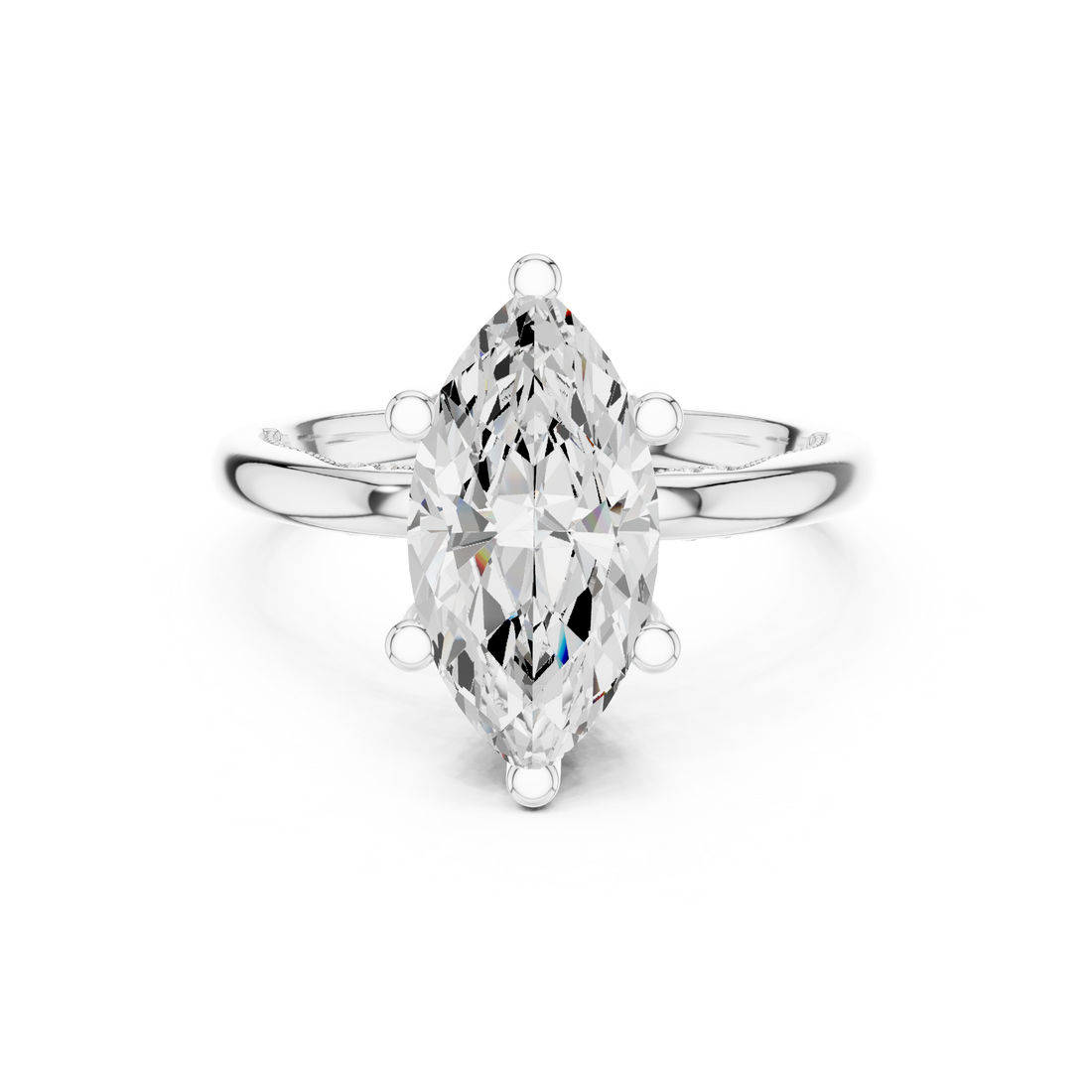 Marquise Cut Engagement Ring with Twisted Split Shank and Hidden Halo