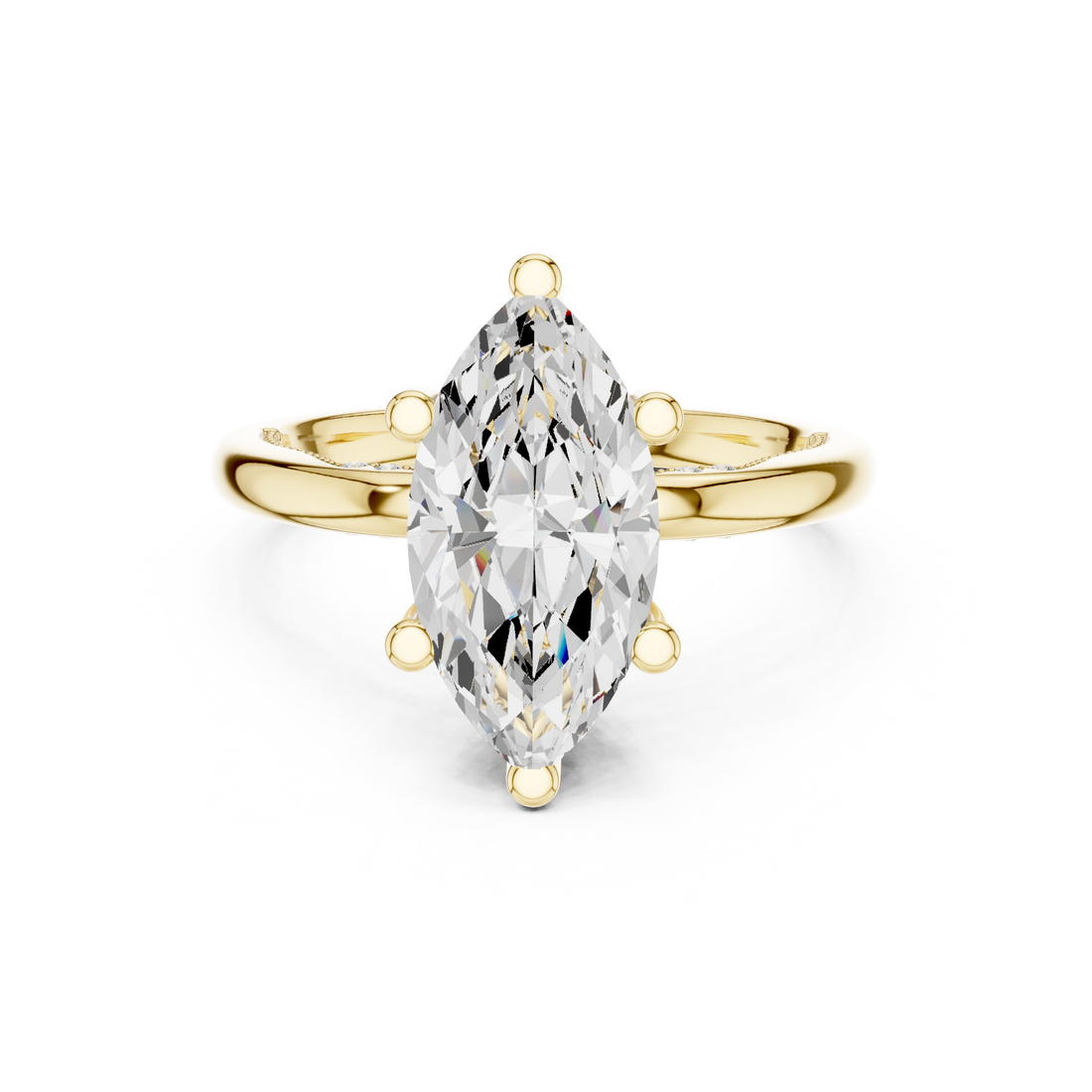 Marquise Cut Engagement Ring with Twisted Split Shank and Hidden Halo
