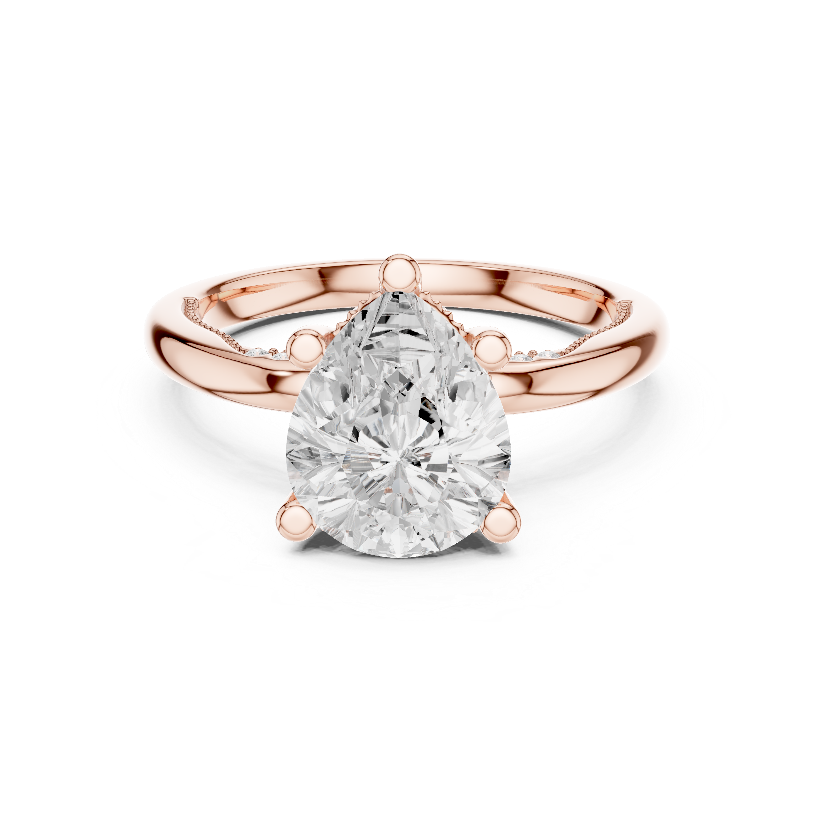 Pear Cut Engagement Ring with Twisted Split Shank and Hidden Halo