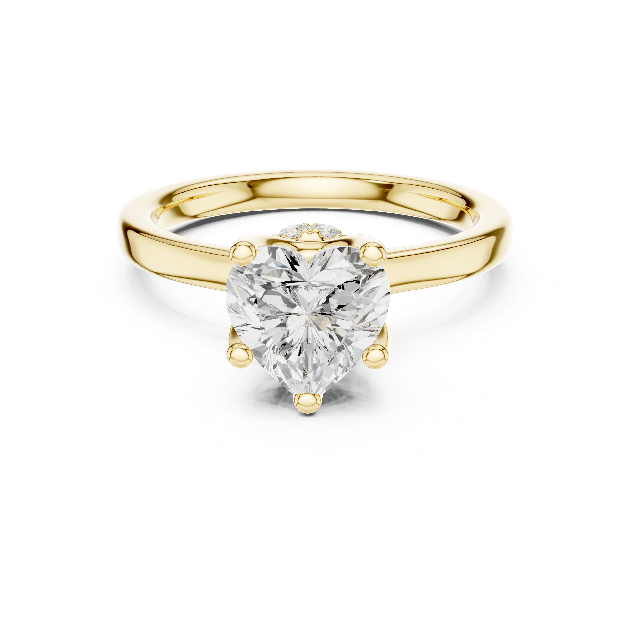 Heart Cut Solitaire Engagement Ring with Hidden Halo and Cathedral Shank