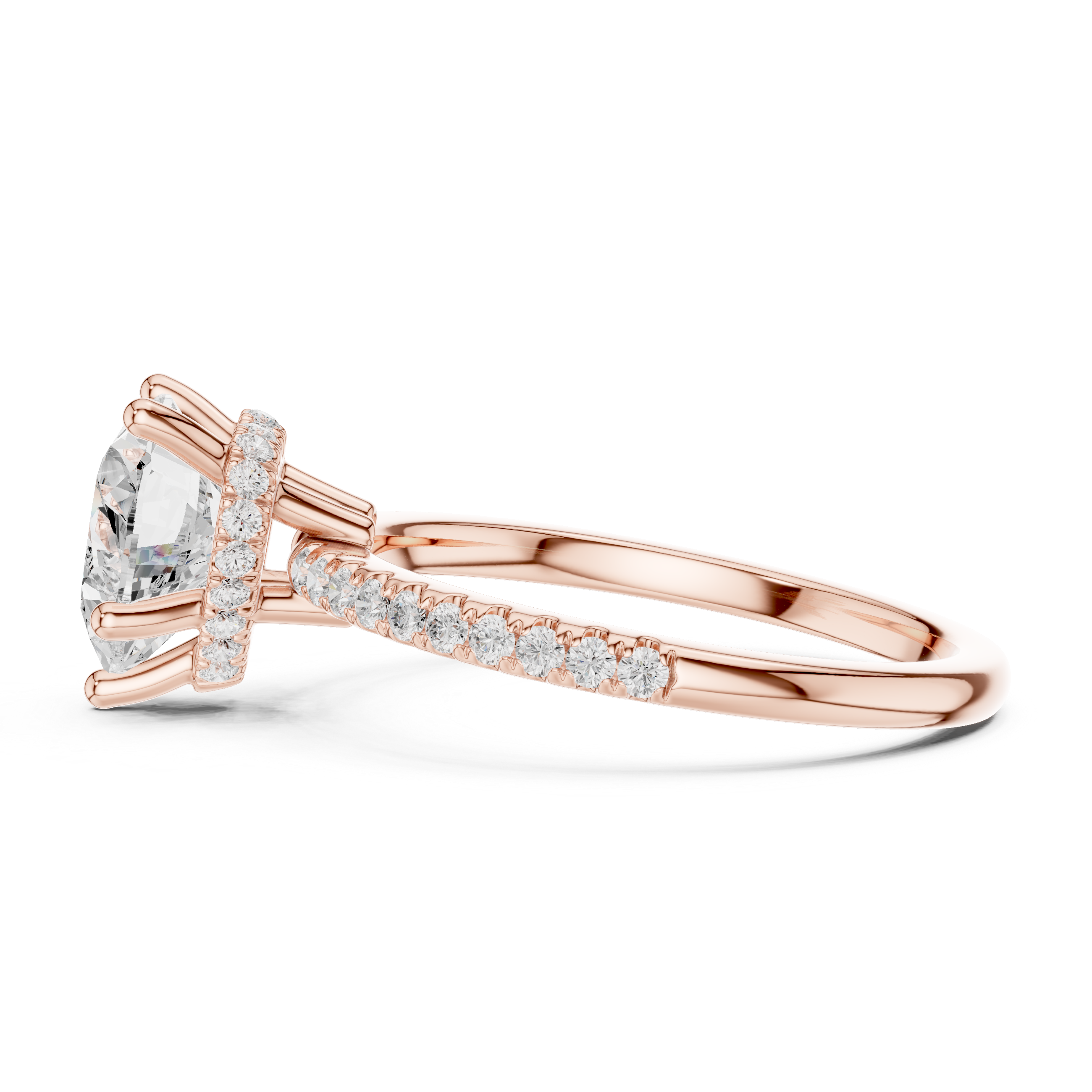 Heart Cut Hidden Halo Cathedral Pavé Engagement Ring