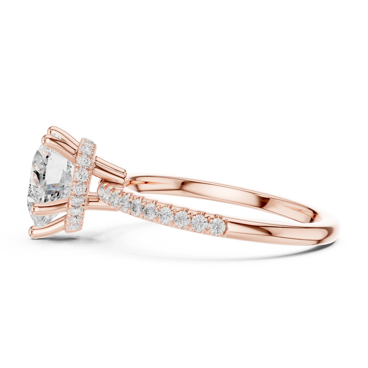 Heart Cut Hidden Halo Cathedral Pavé Engagement Ring