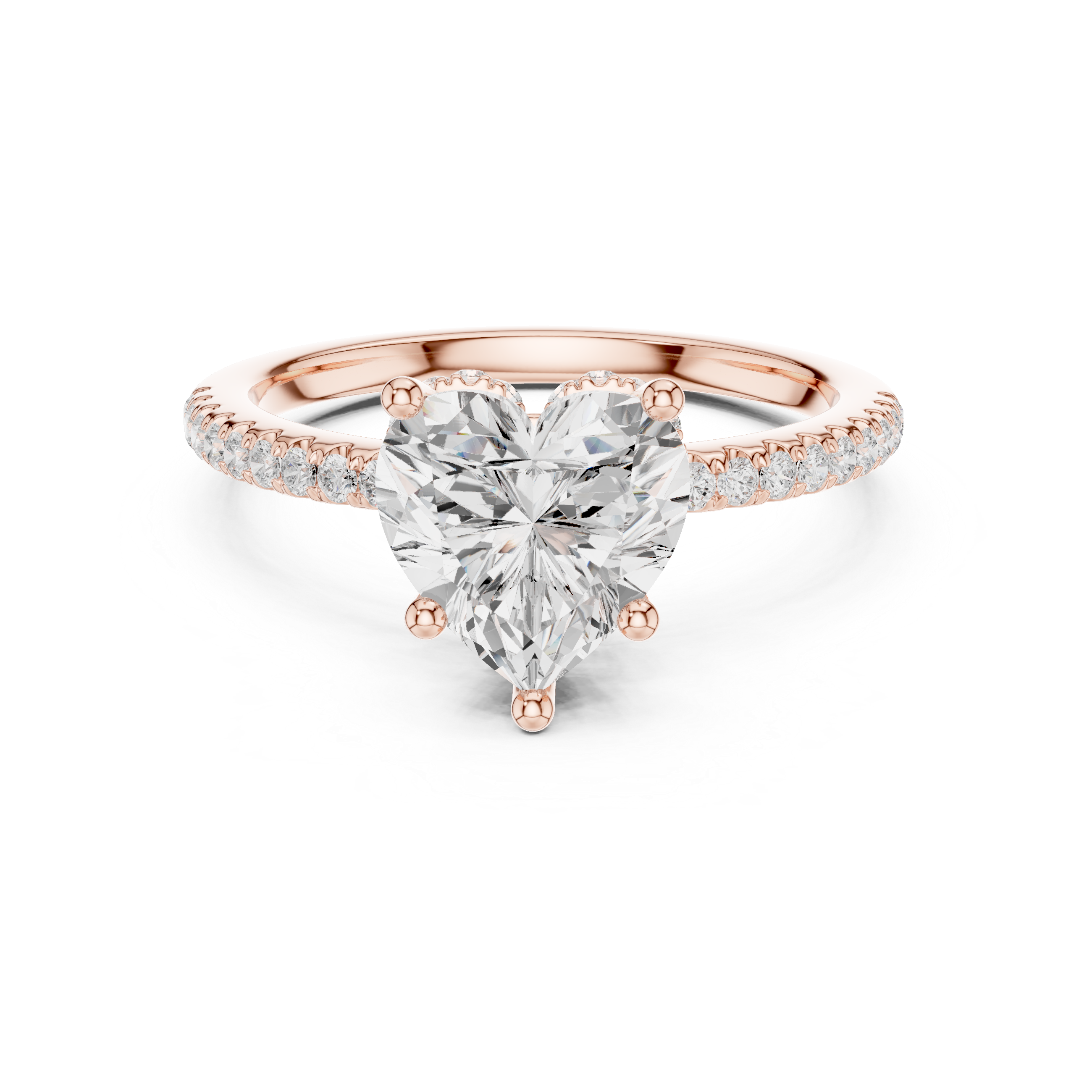 Heart Cut Hidden Halo Cathedral Pavé Engagement Ring
